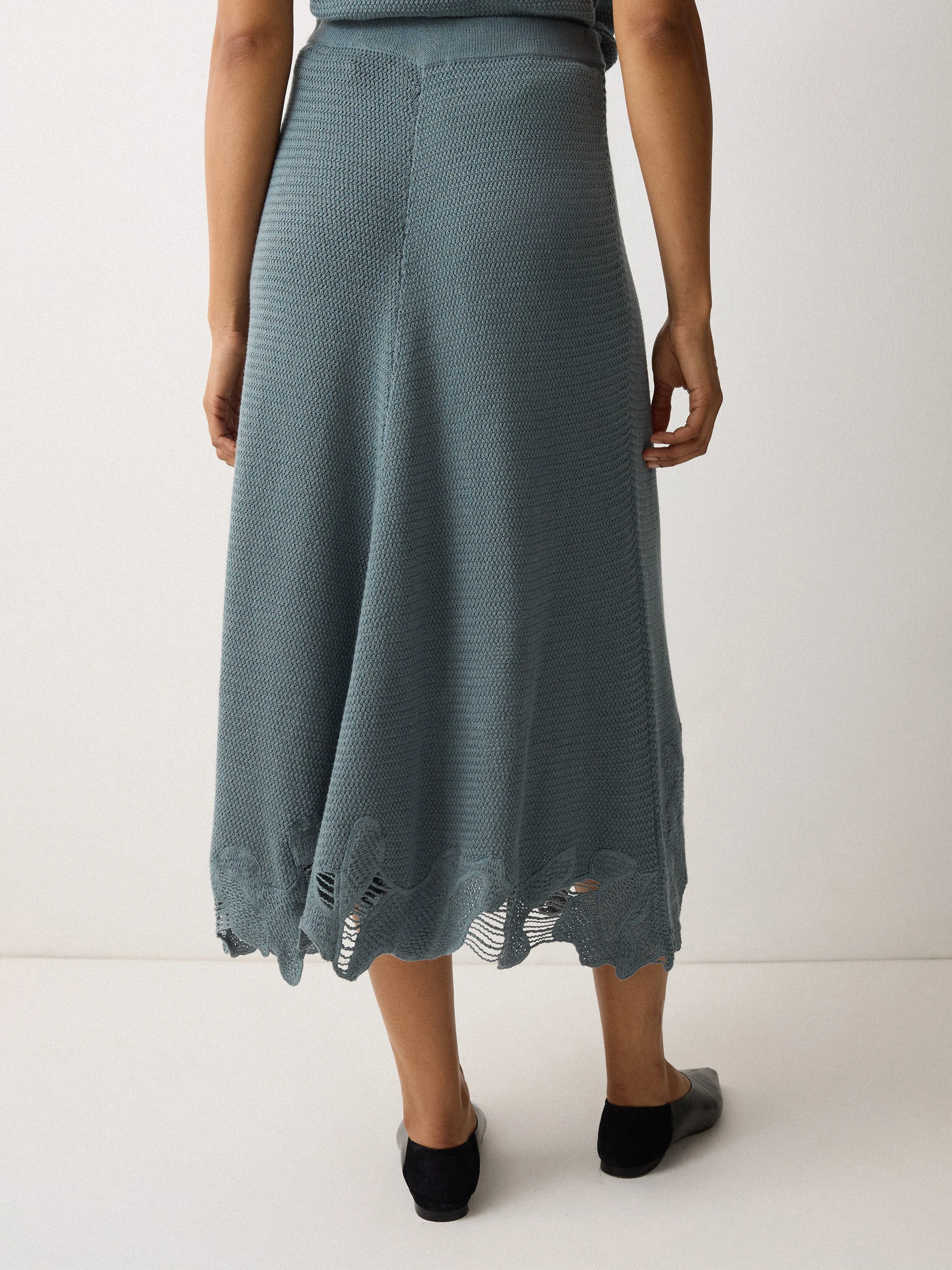 Abstract Lace Knitted Skirt | Blue sold by Jigsaw product image thumbnail 4