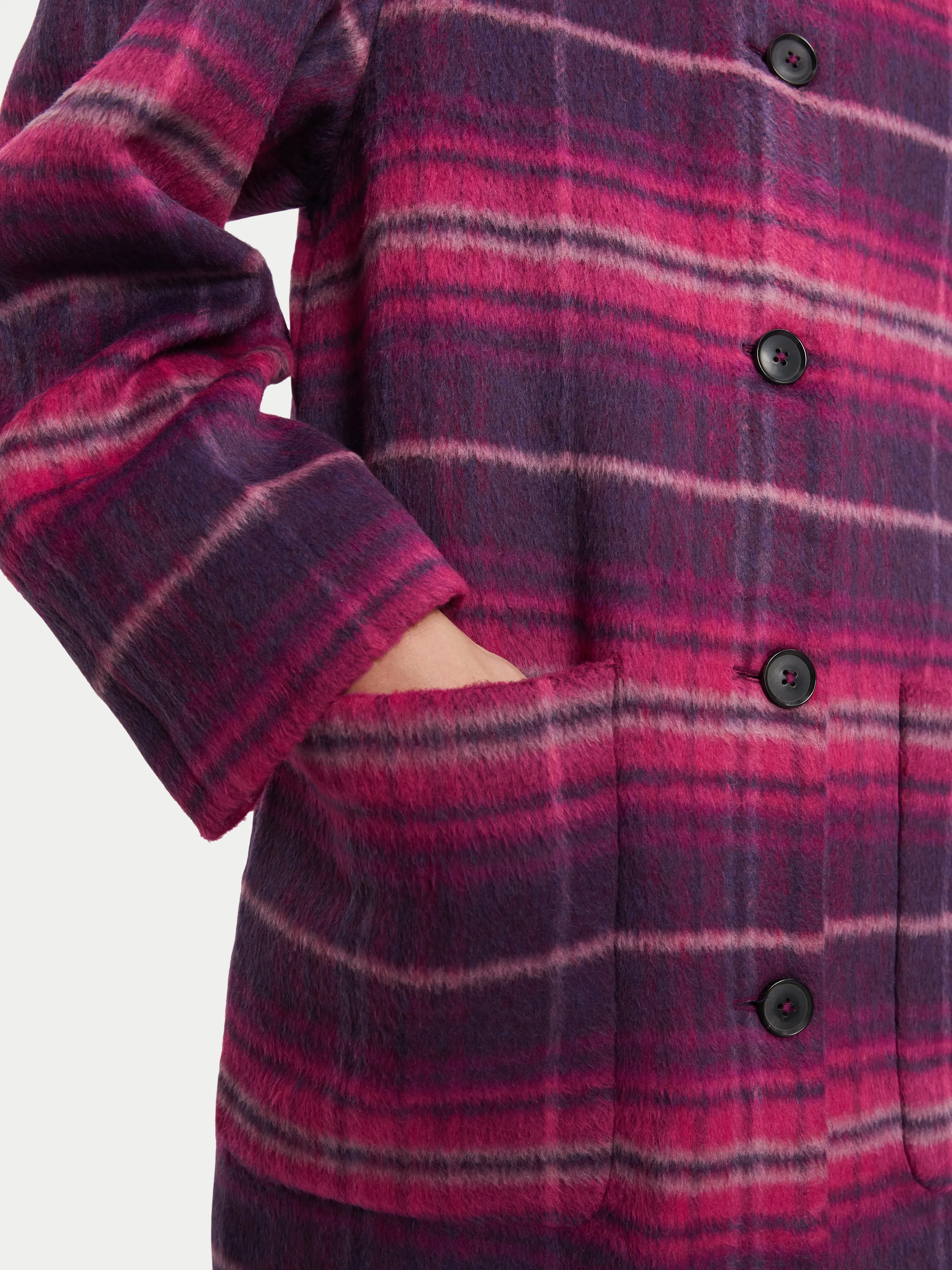 Brushed Wool Check Coat | Pink sold by Jigsaw product image thumbnail 3