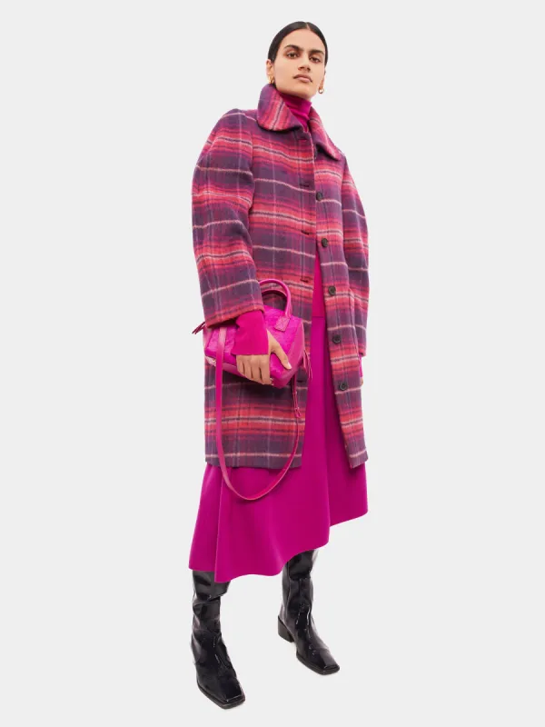 Brushed Wool Check Coat | Pink sold by Jigsaw