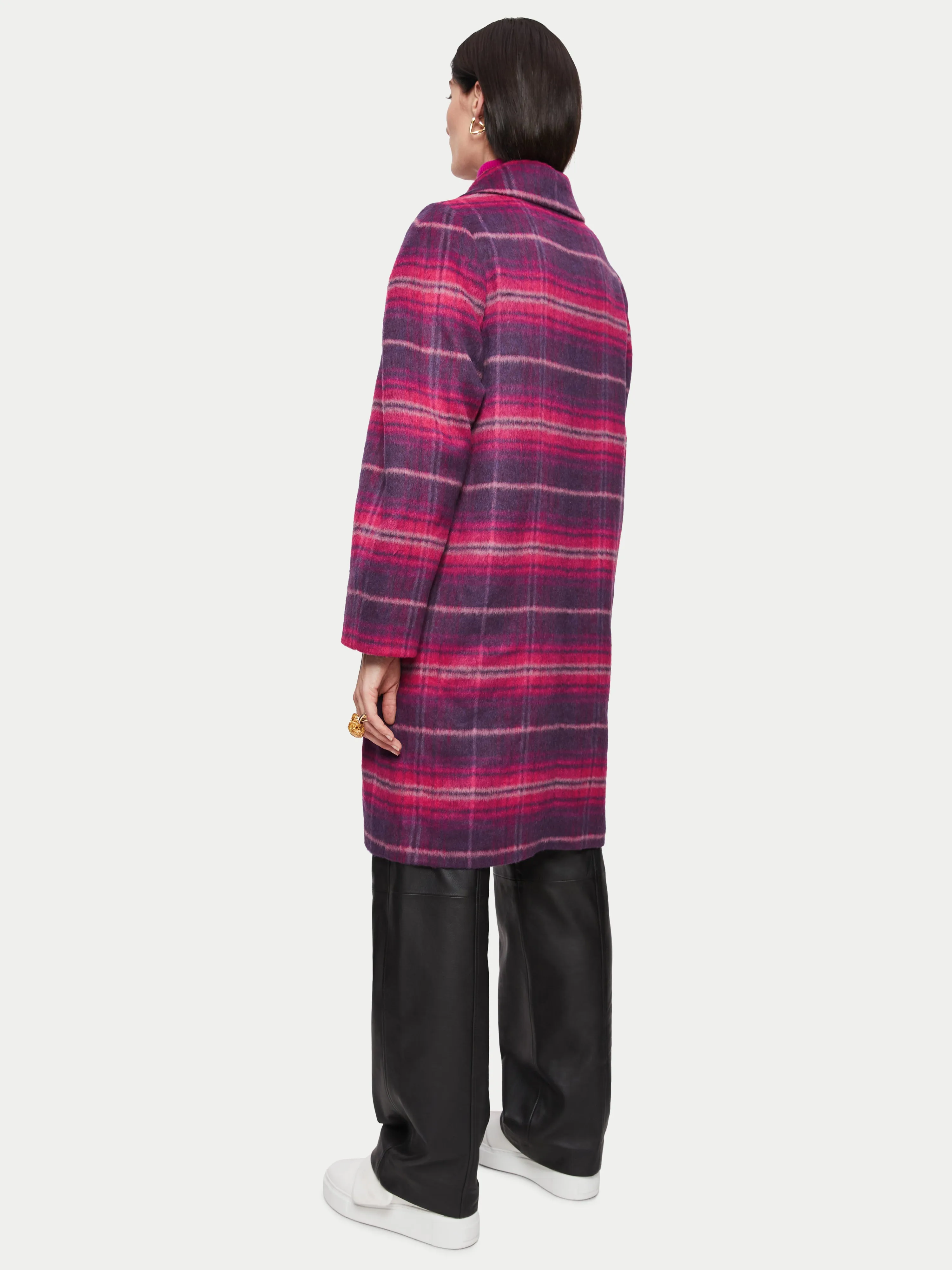 Brushed Wool Check Coat | Pink sold by Jigsaw product image thumbnail 5