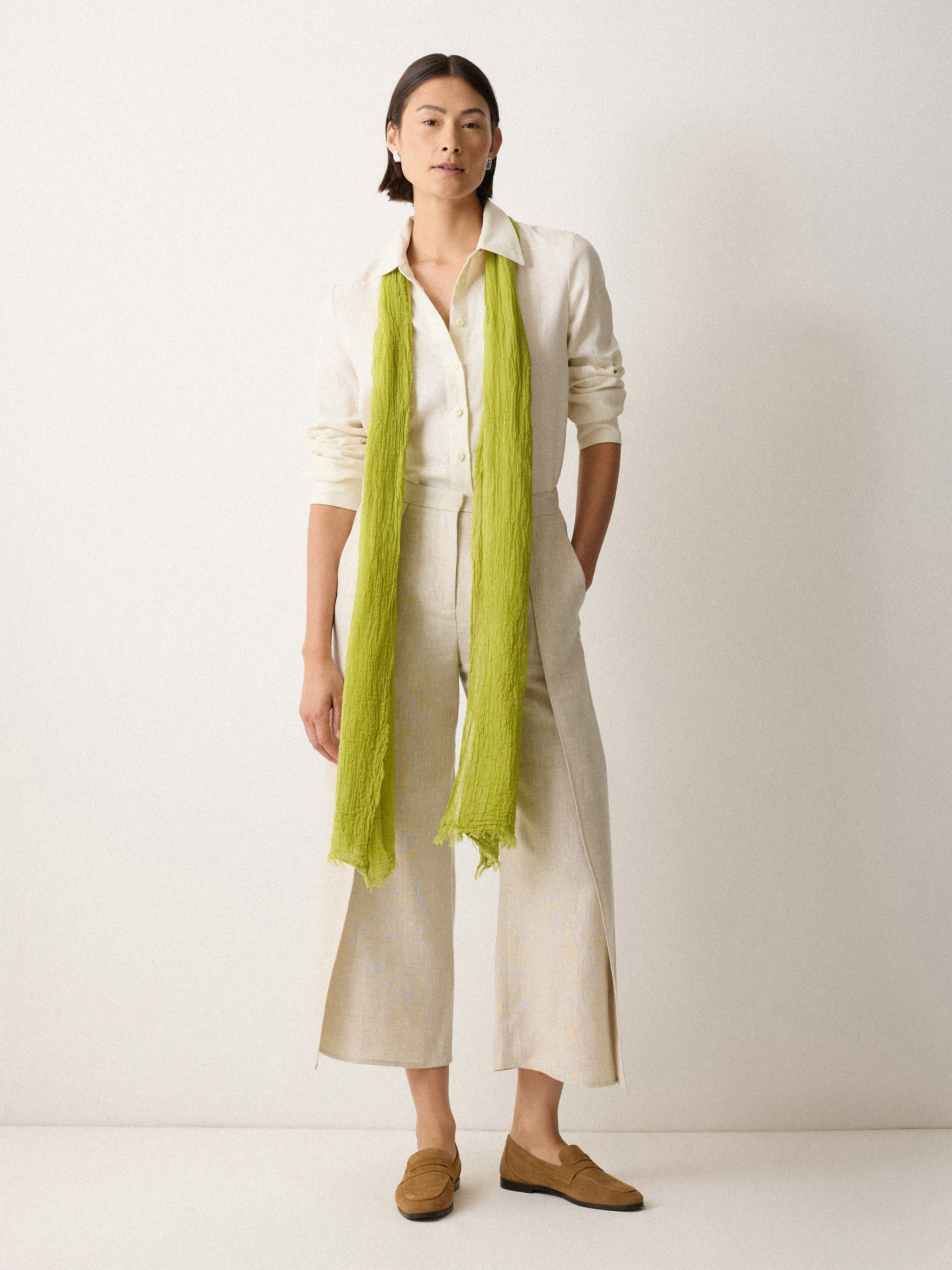 Crinkle Cotton Woven Scarf | Green sold by Jigsaw product image thumbnail 2