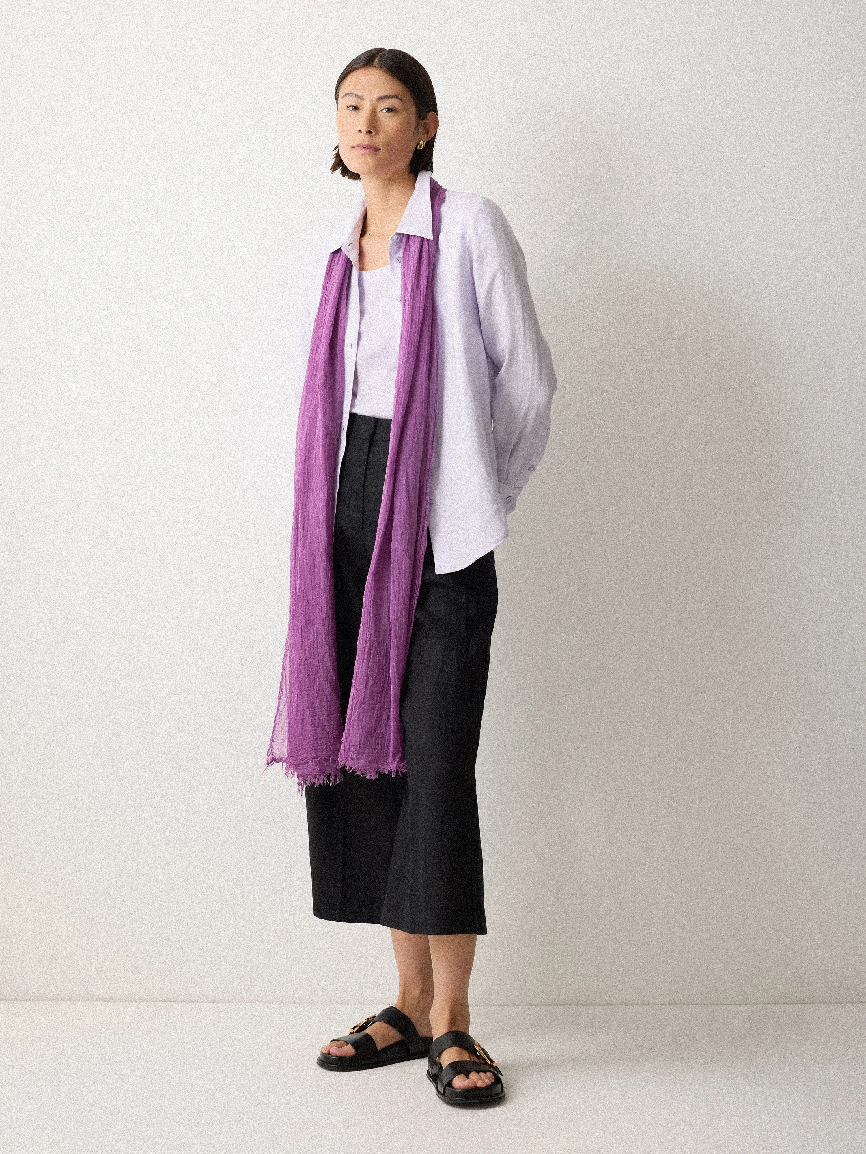Crinkle Cotton Woven Scarf | Purple sold by Jigsaw product image thumbnail 2