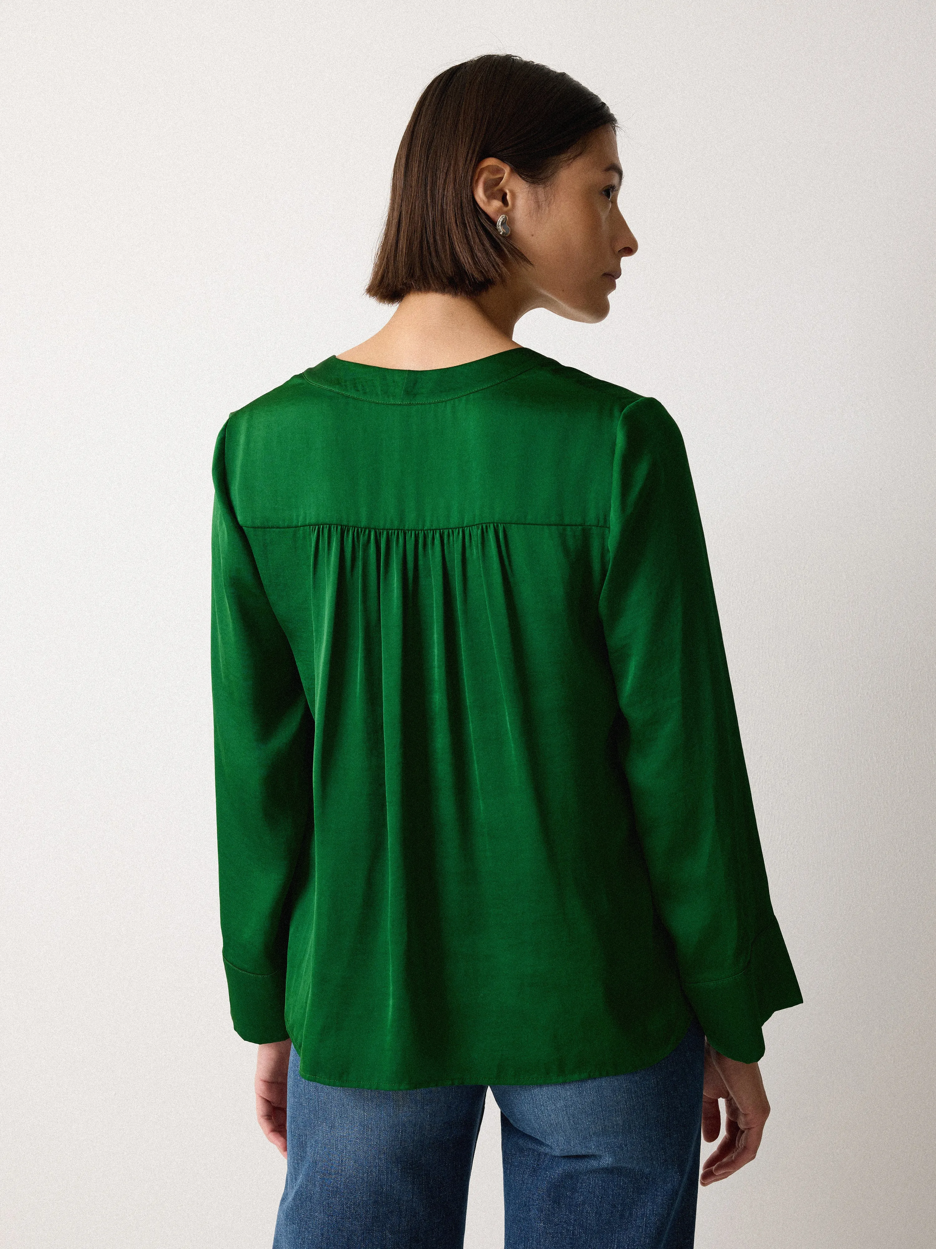 Recycled Satin Tunic Top | Emerald sold by Jigsaw product image thumbnail 4