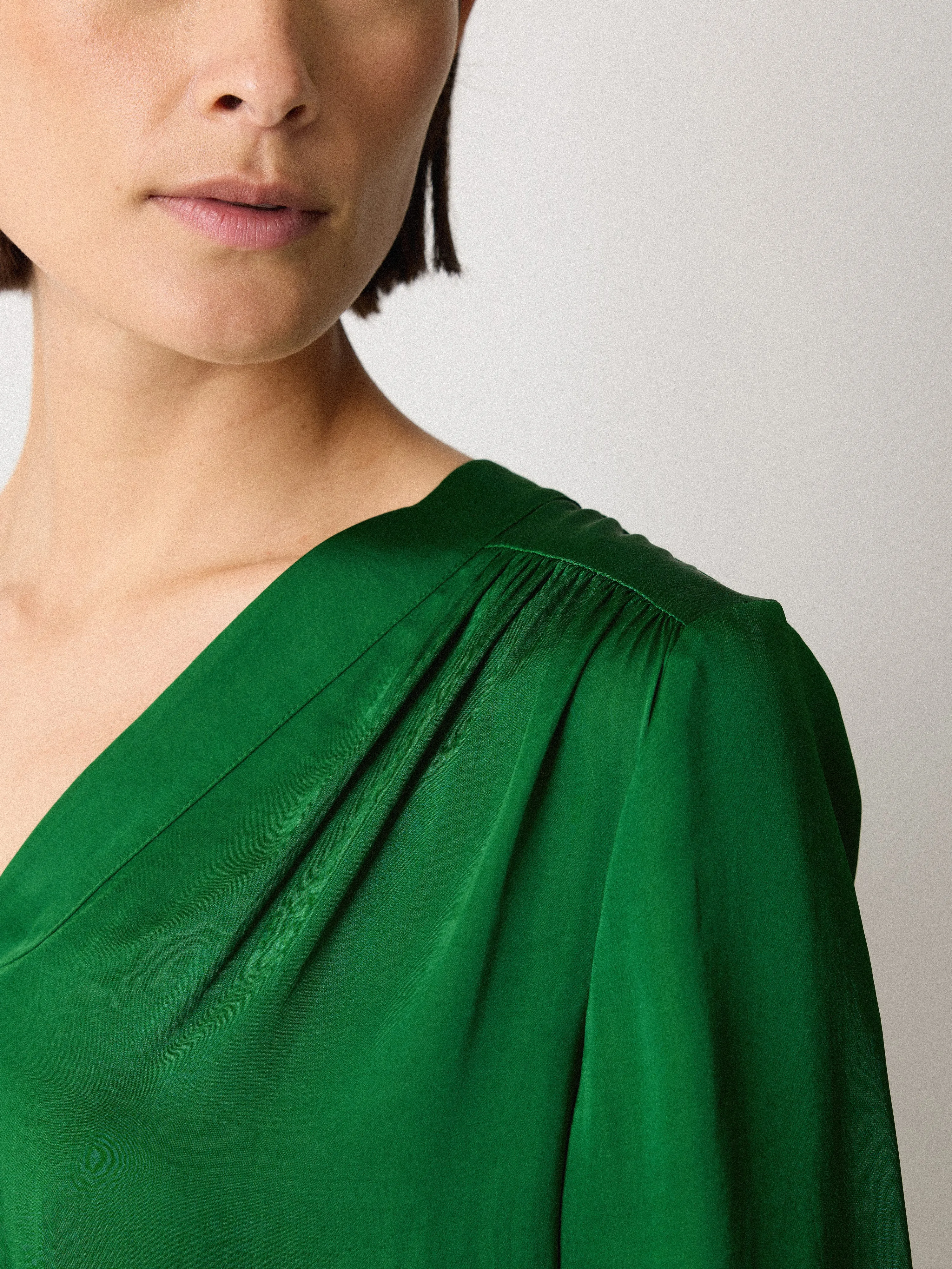 Recycled Satin Tunic Top | Emerald sold by Jigsaw product image thumbnail 2