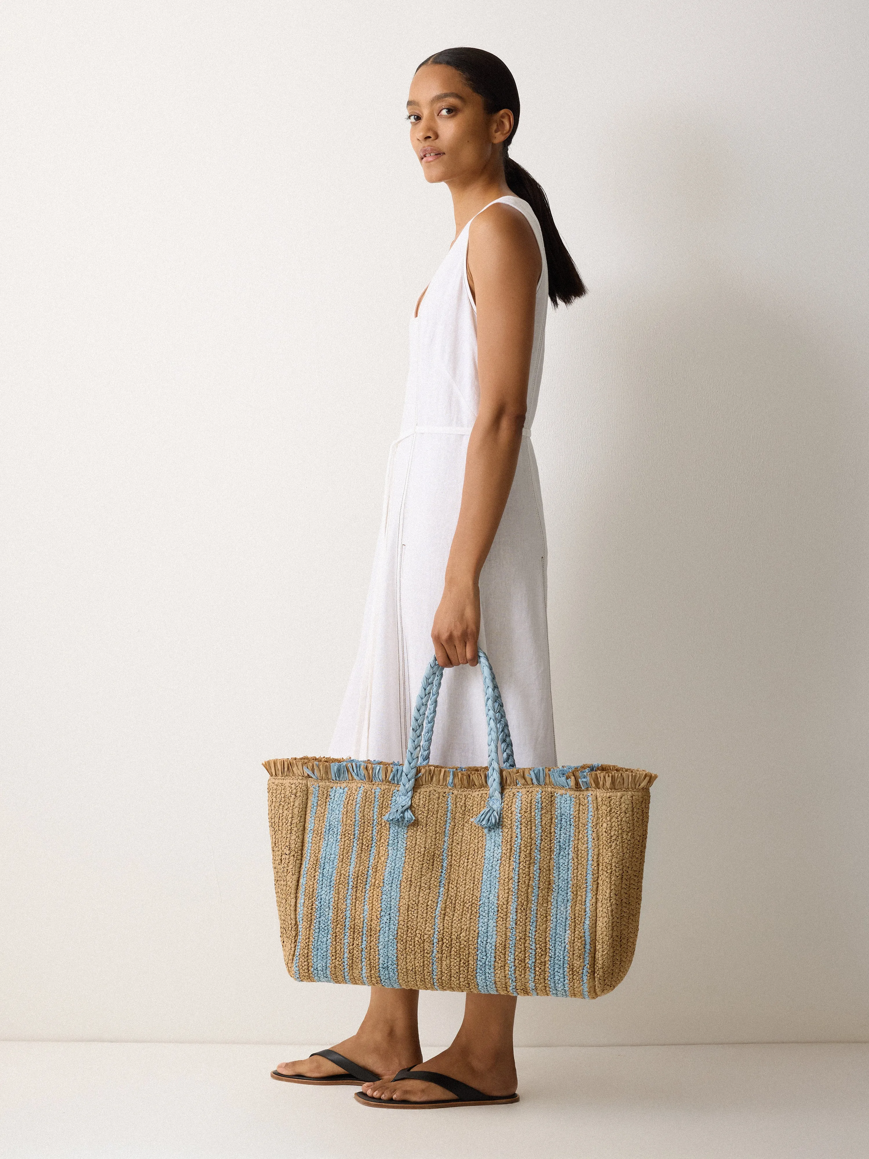 Striped Straw Tote | Multi sold by Jigsaw