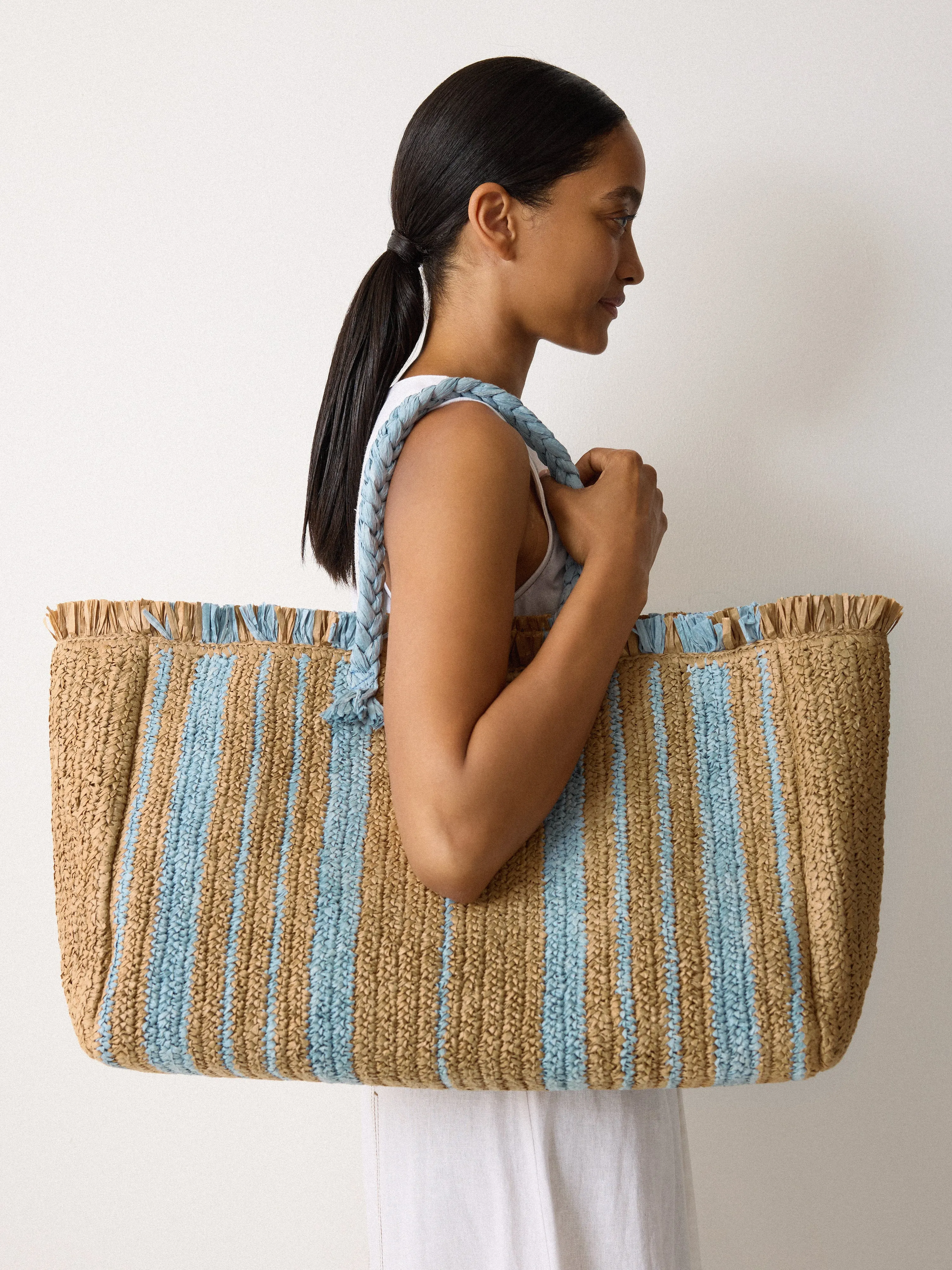 Striped Straw Tote | Multi sold by Jigsaw product image thumbnail 2