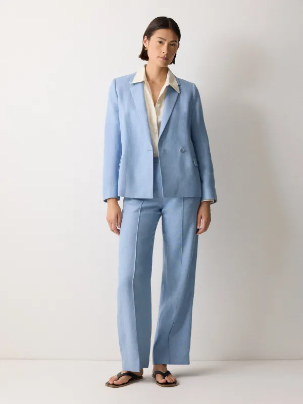 Maree Irish Linen Short Blazer | Blue sold by Jigsaw