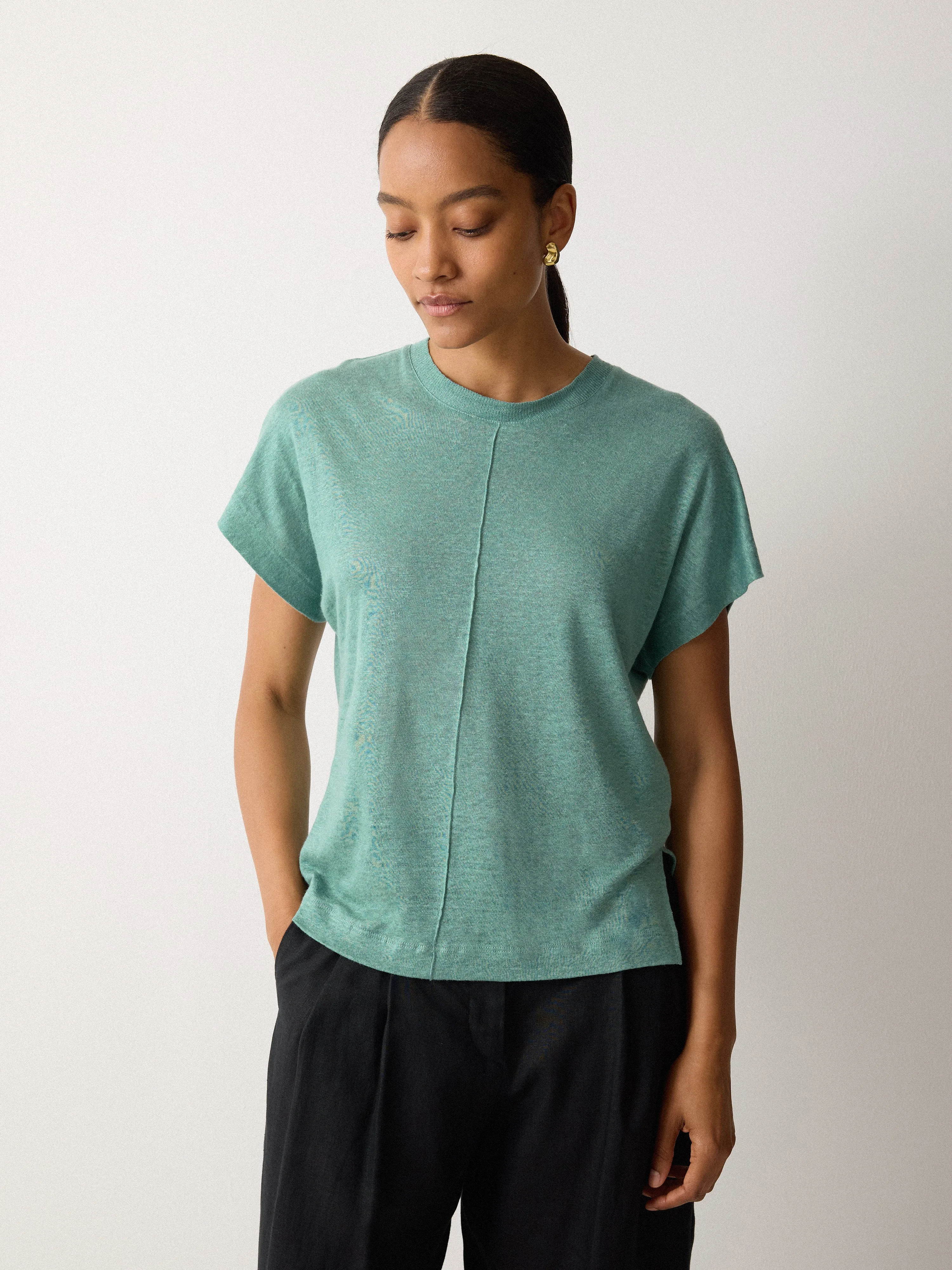 Linen Drape Sleeve Top | Green sold by Jigsaw product image thumbnail 3