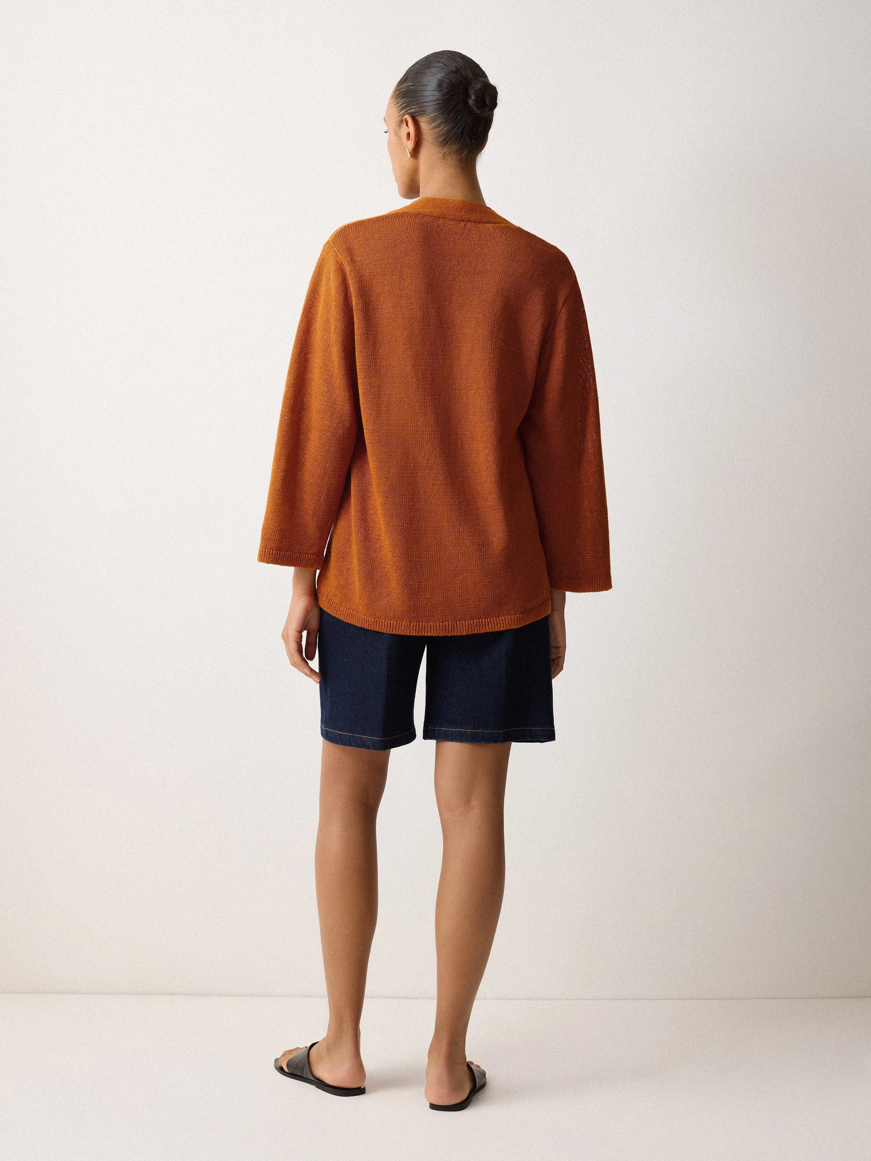 Linen V Neck Slouchy Jumper | Orange sold by Jigsaw product image thumbnail 5