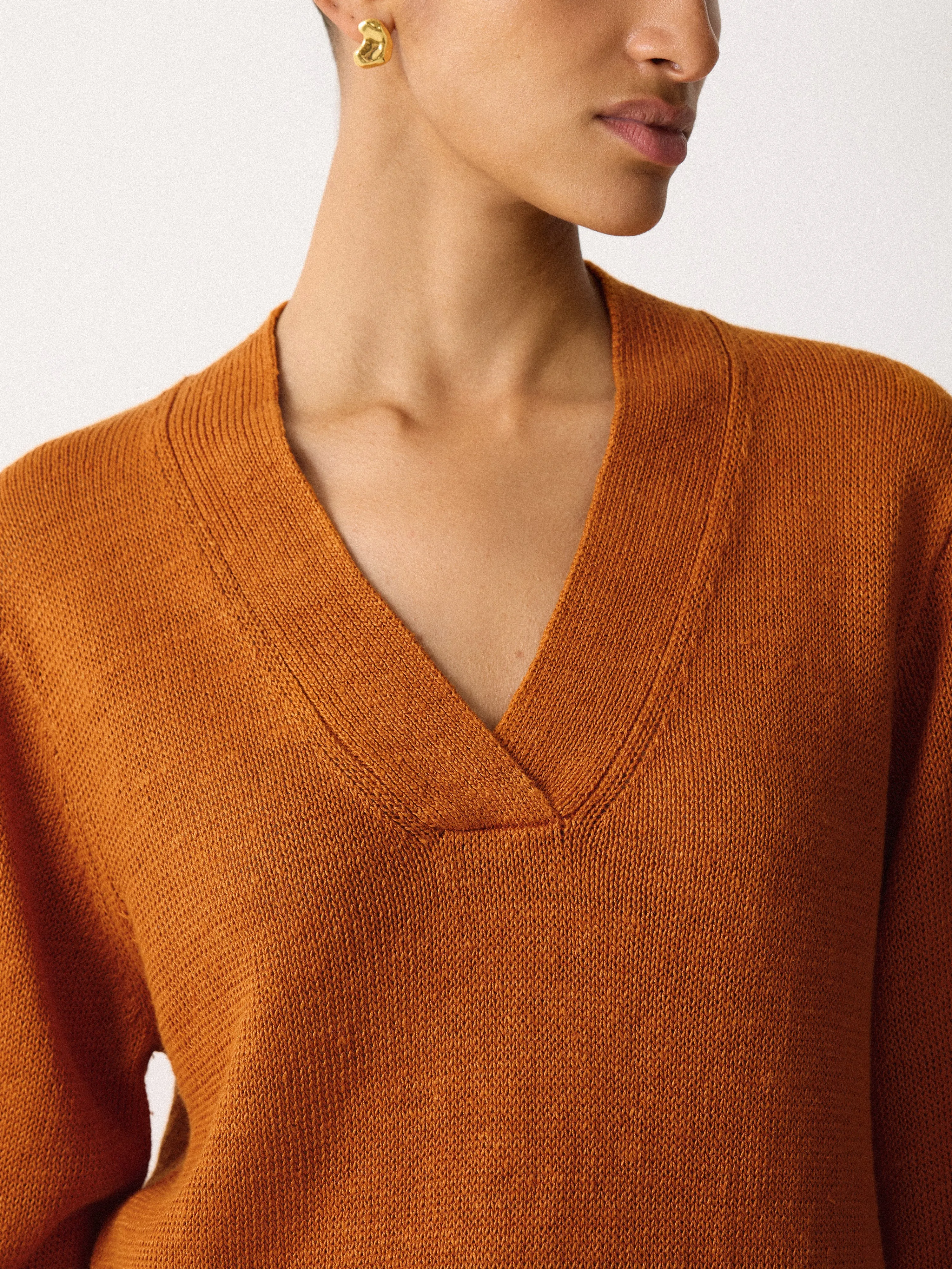 Linen V Neck Slouchy Jumper | Orange sold by Jigsaw product image thumbnail 2