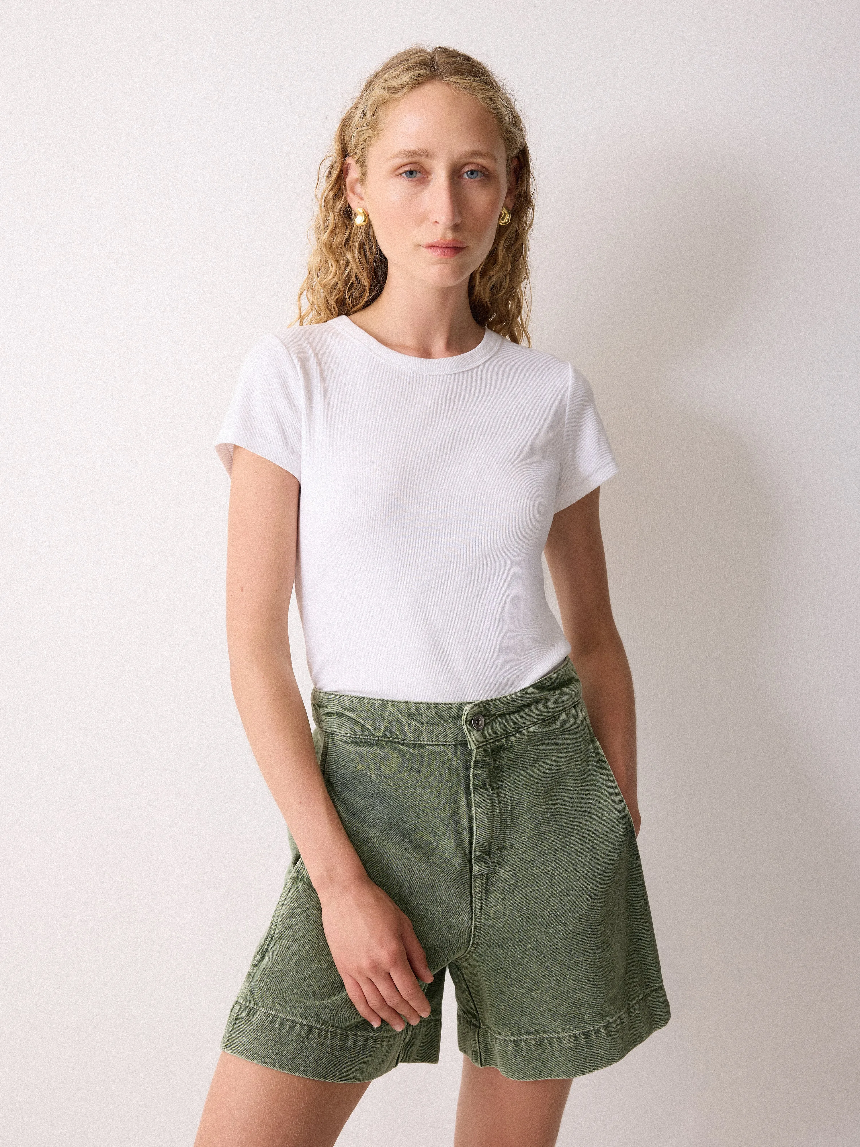 Finton Denim Seam Detail Short | Washed Green sold by Jigsaw product image thumbnail 3