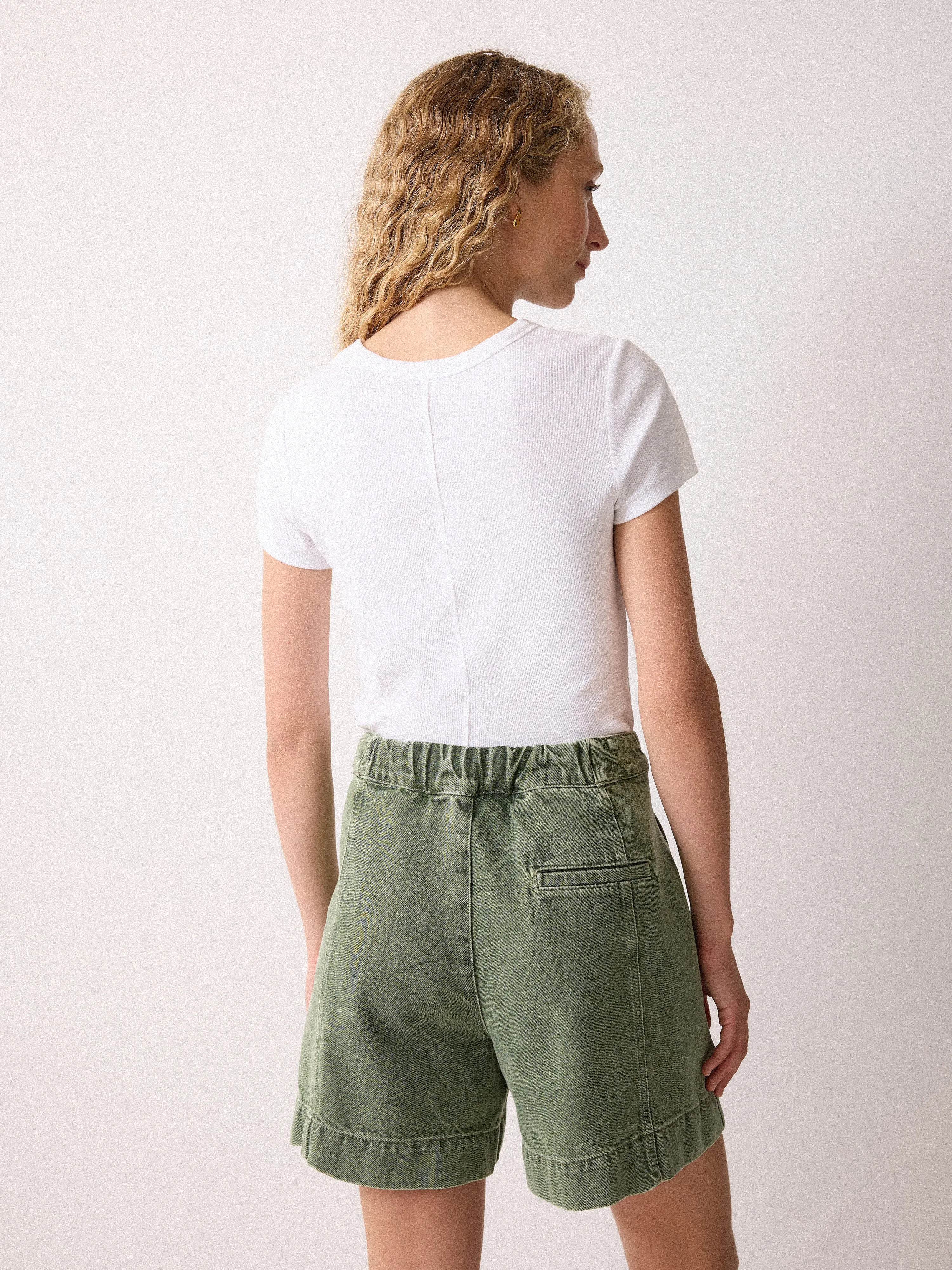 Finton Denim Seam Detail Short | Washed Green sold by Jigsaw product image thumbnail 4
