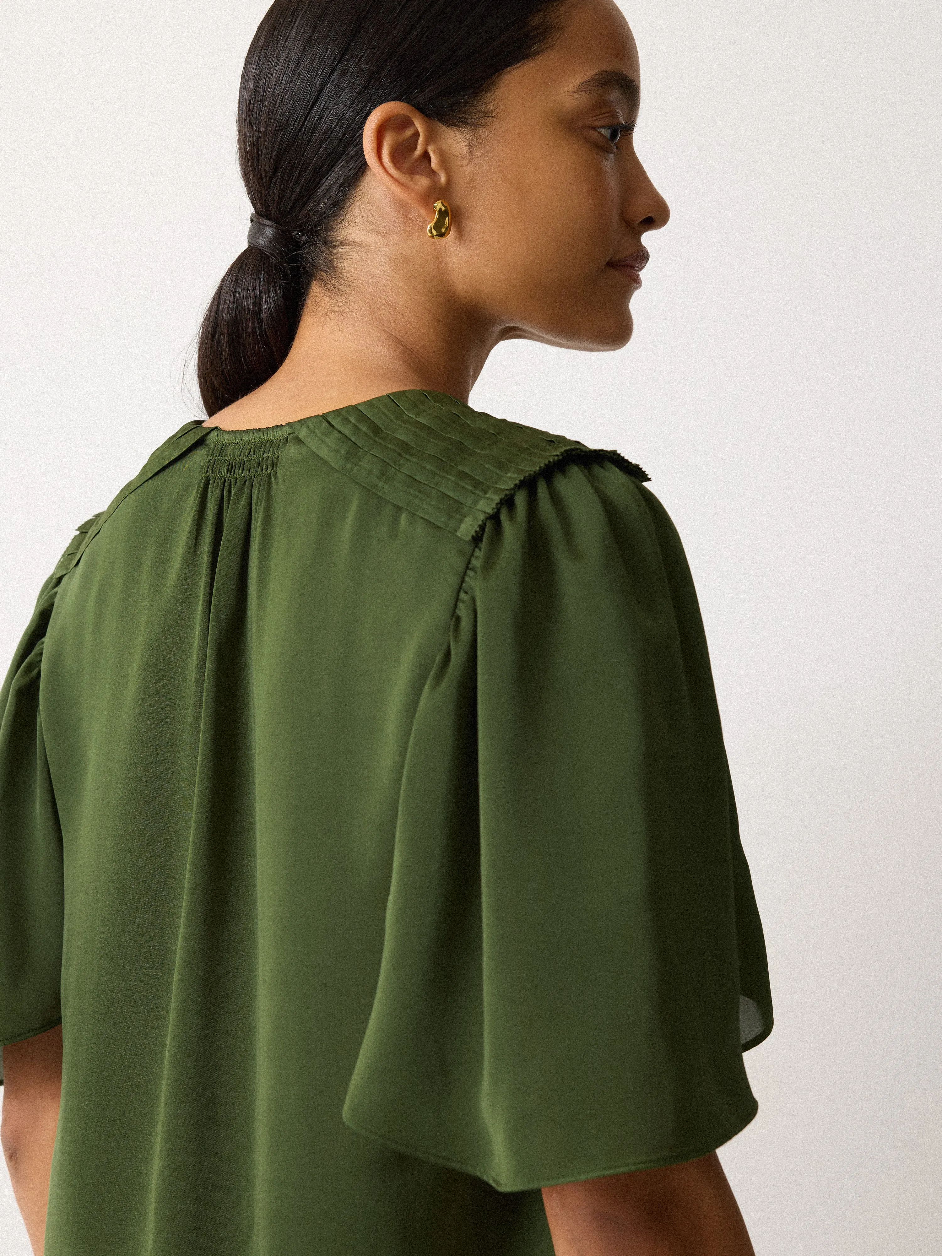 Recycled Satin Pleated Blouse | Green sold by Jigsaw product image thumbnail 2