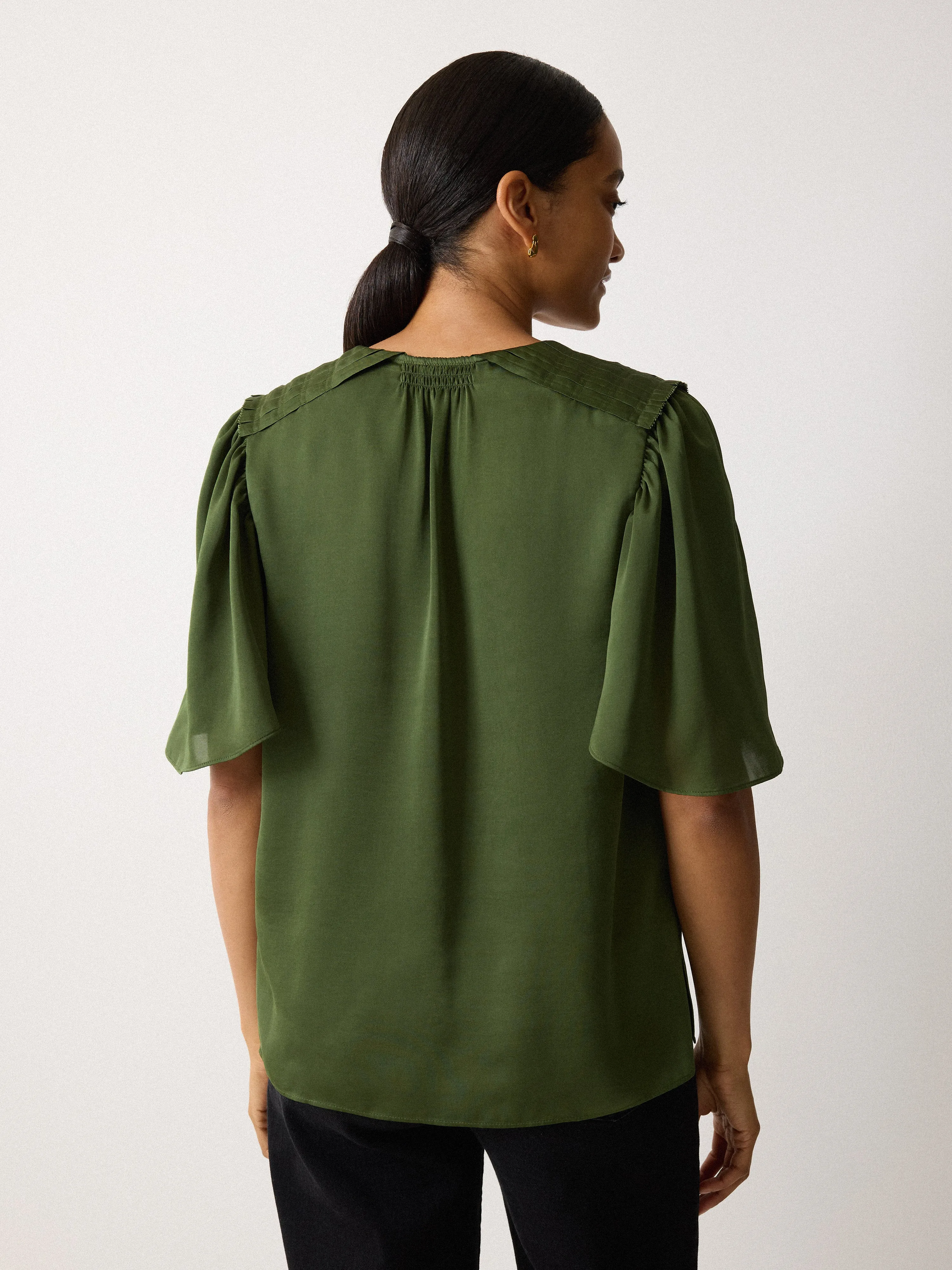 Recycled Satin Pleated Blouse | Green sold by Jigsaw product image thumbnail 4