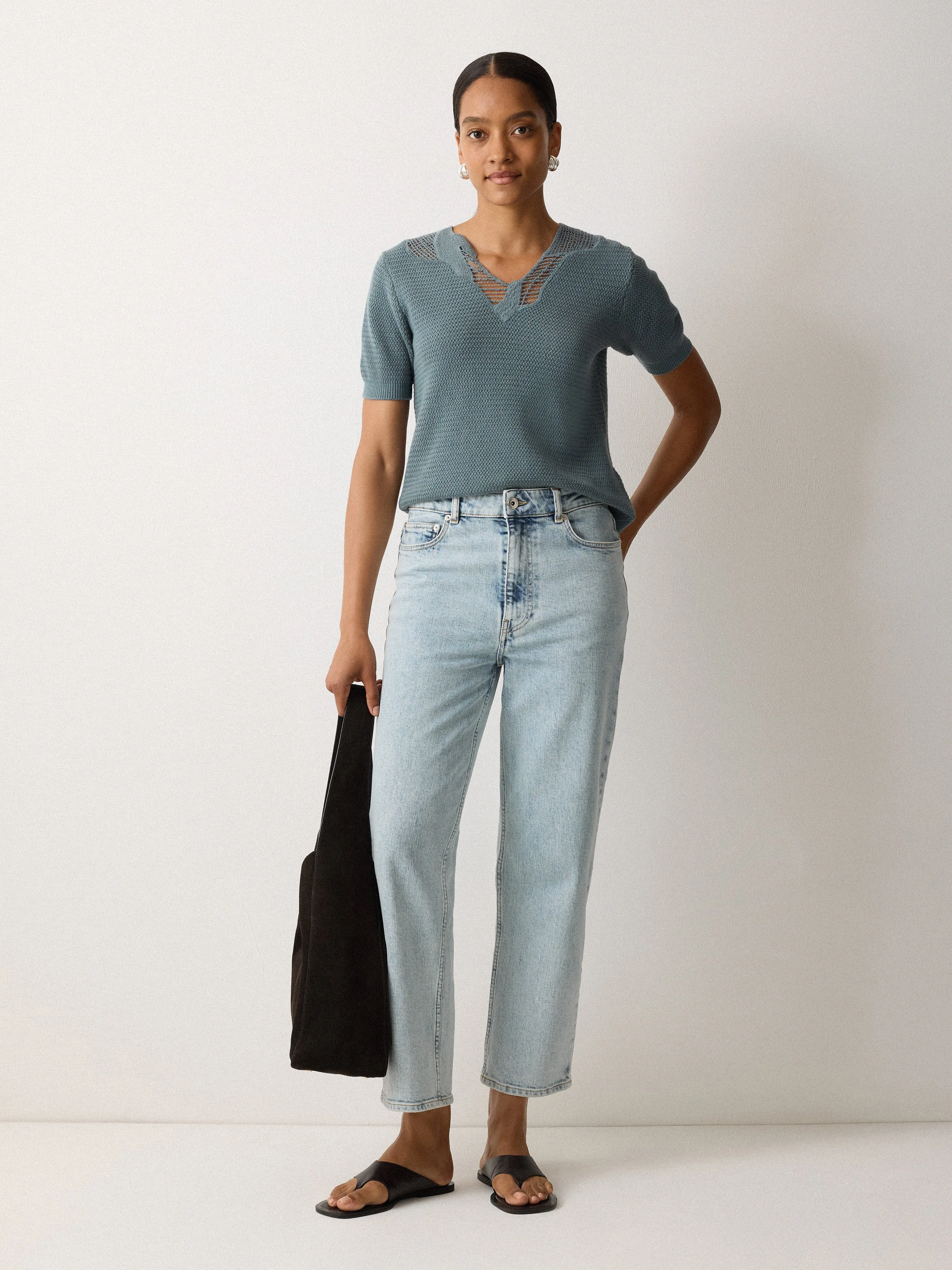 Abstract Lace Knitted Top | Blue sold by Jigsaw product image thumbnail 5