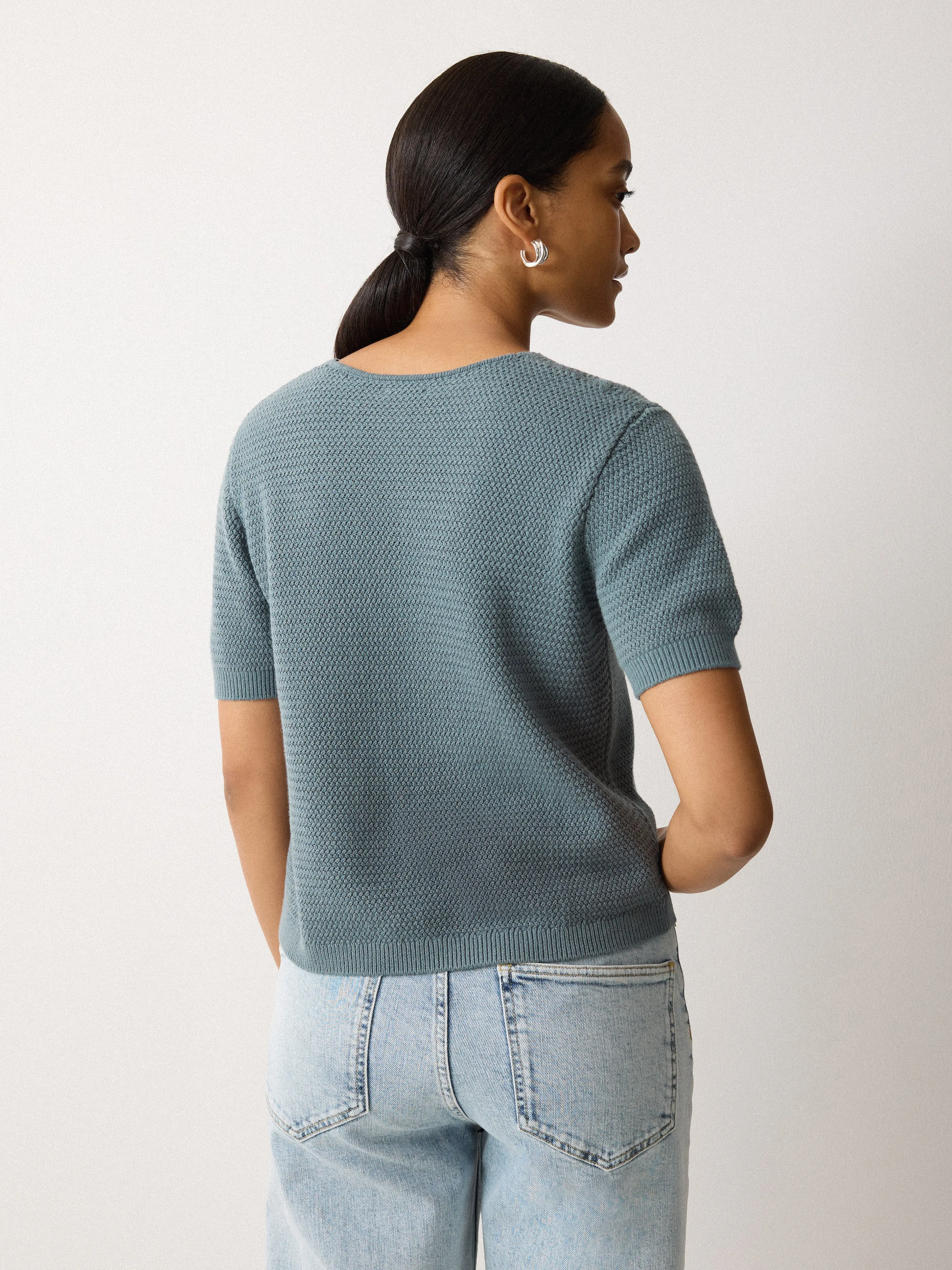 Abstract Lace Knitted Top | Blue sold by Jigsaw product image thumbnail 4