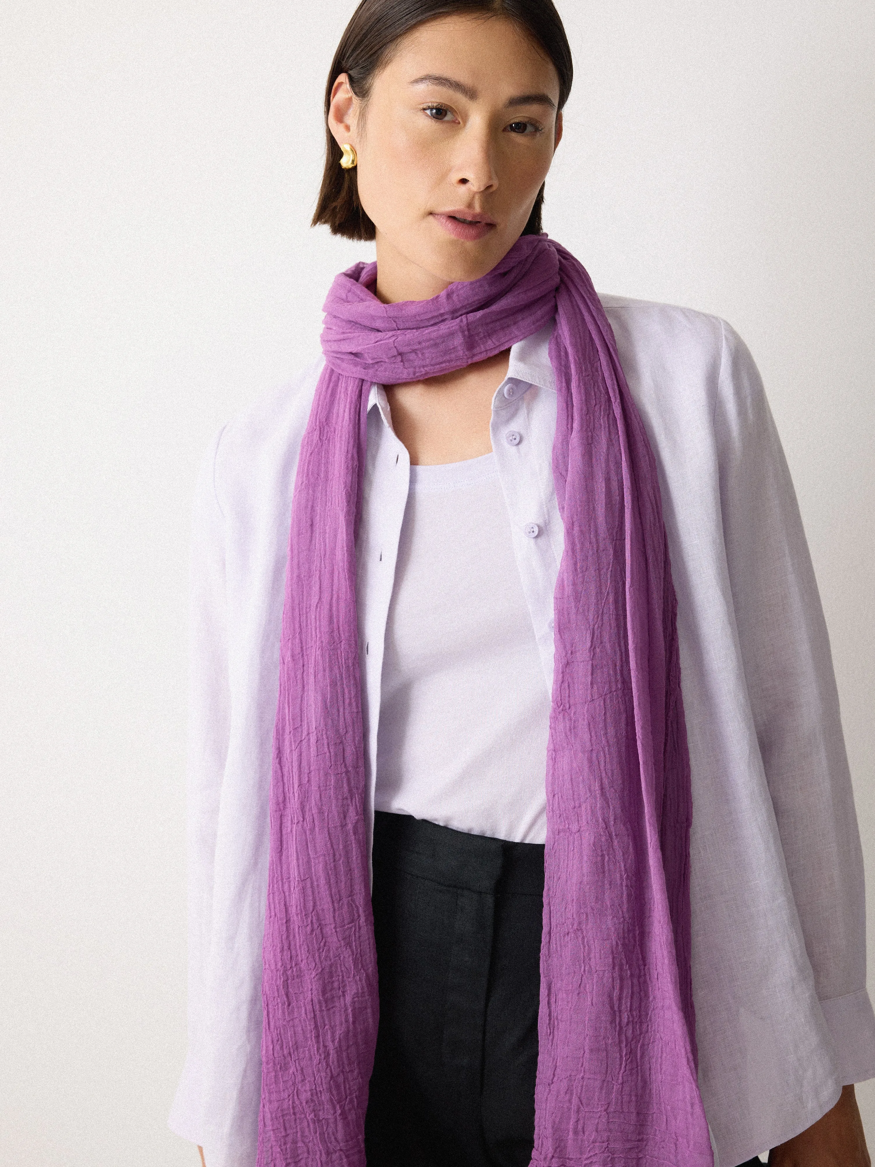 Crinkle Cotton Woven Scarf | Purple sold by Jigsaw