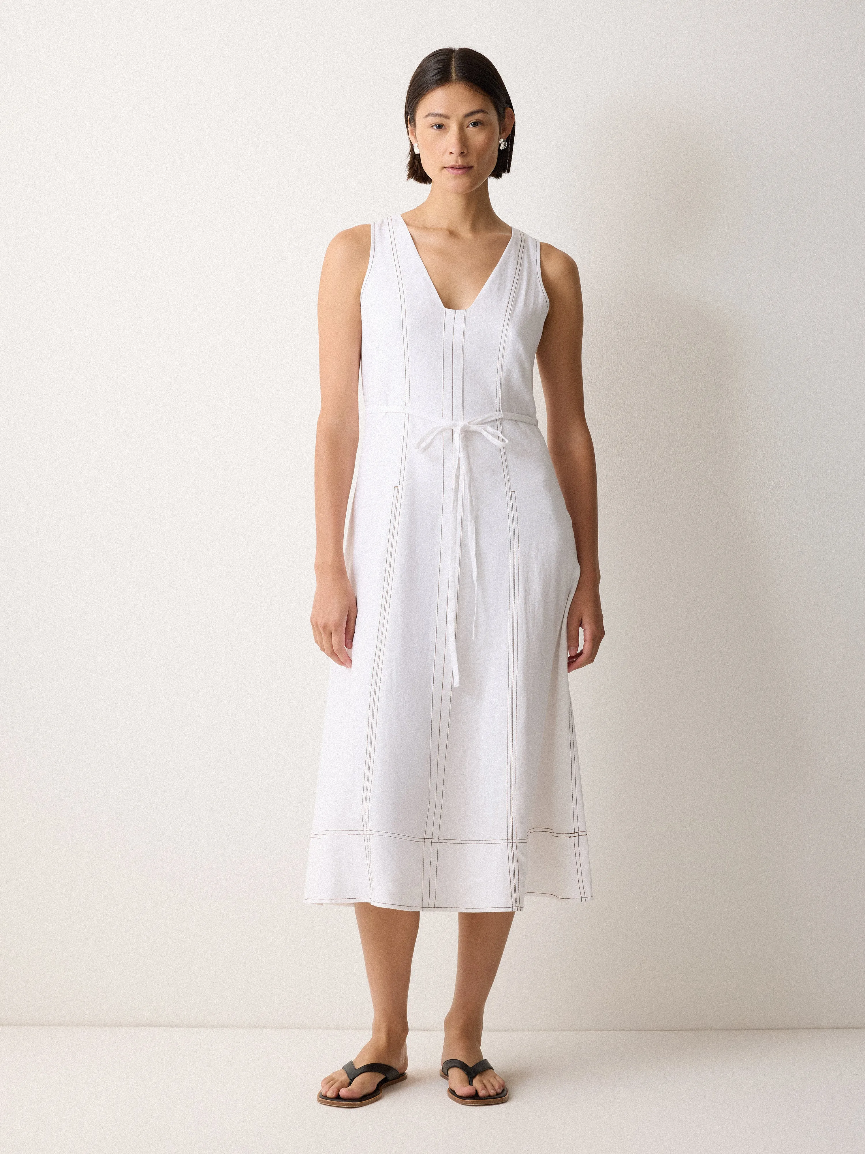 Linen Viscose Stitch Dress | White sold by Jigsaw product image thumbnail 4