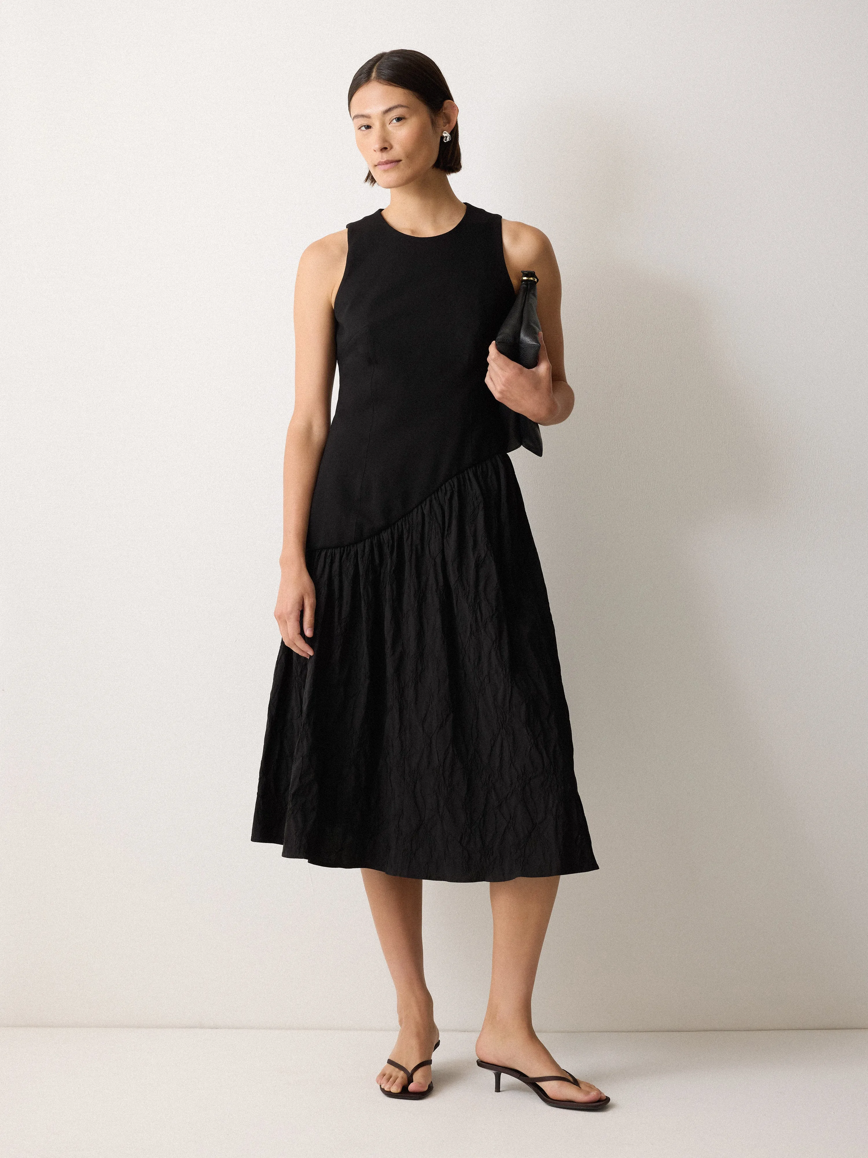 Scuba Cotton Textured Dress | Black sold by Jigsaw