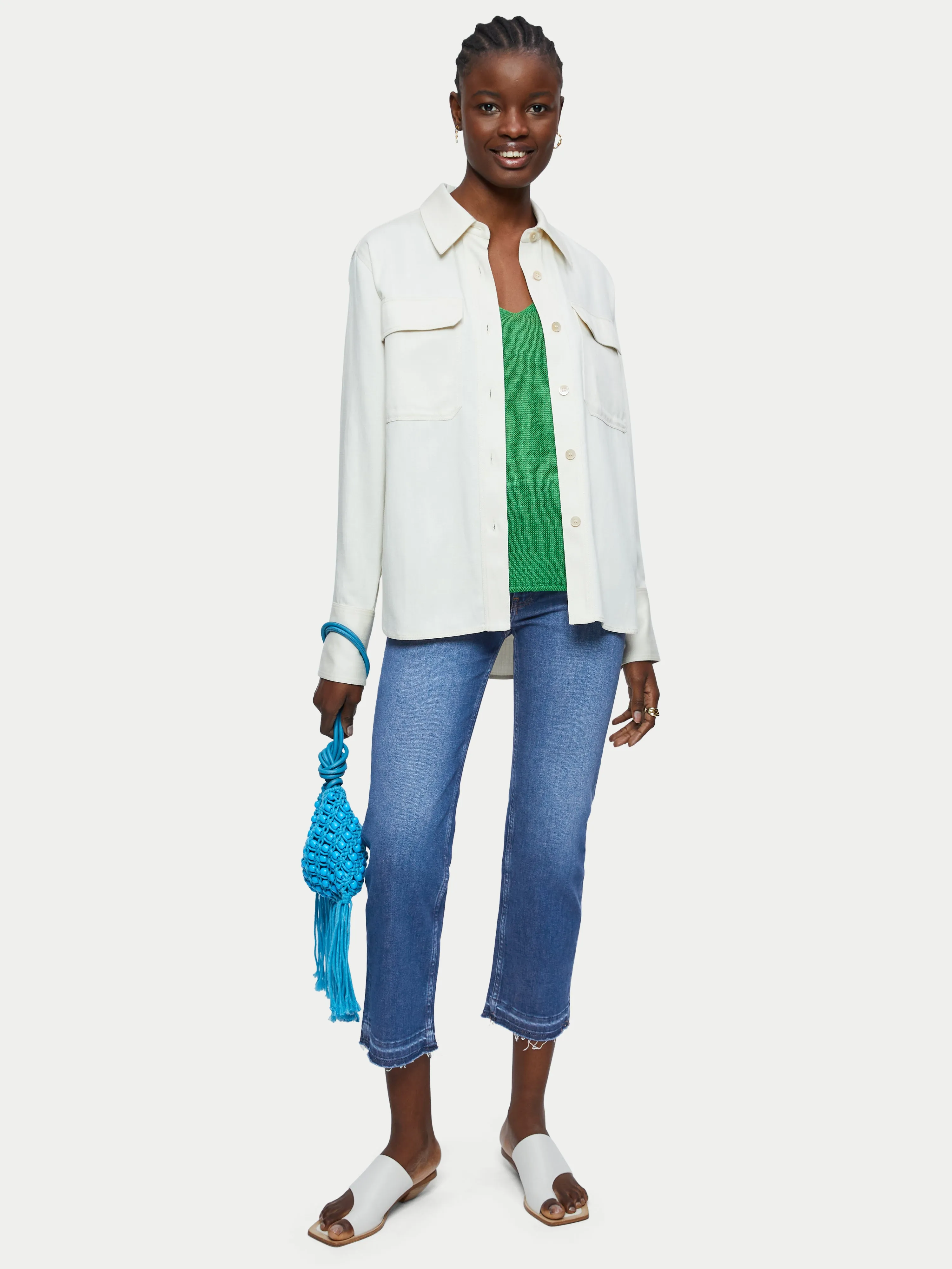 Lea Straight Leg Crop Jean | Light Mid Blue sold by Jigsaw product image thumbnail 3