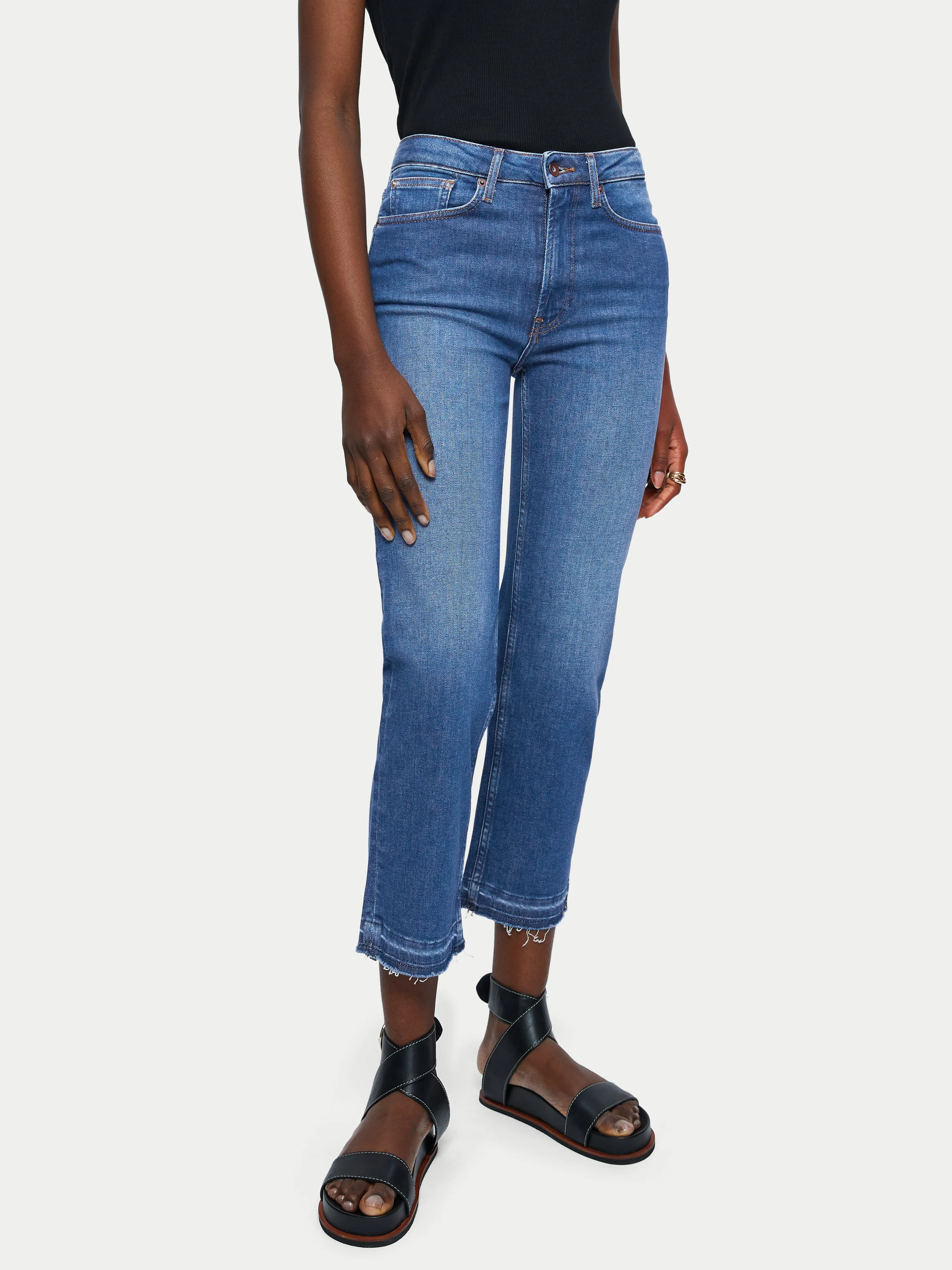Lea Straight Leg Crop Jean | Light Mid Blue sold by Jigsaw