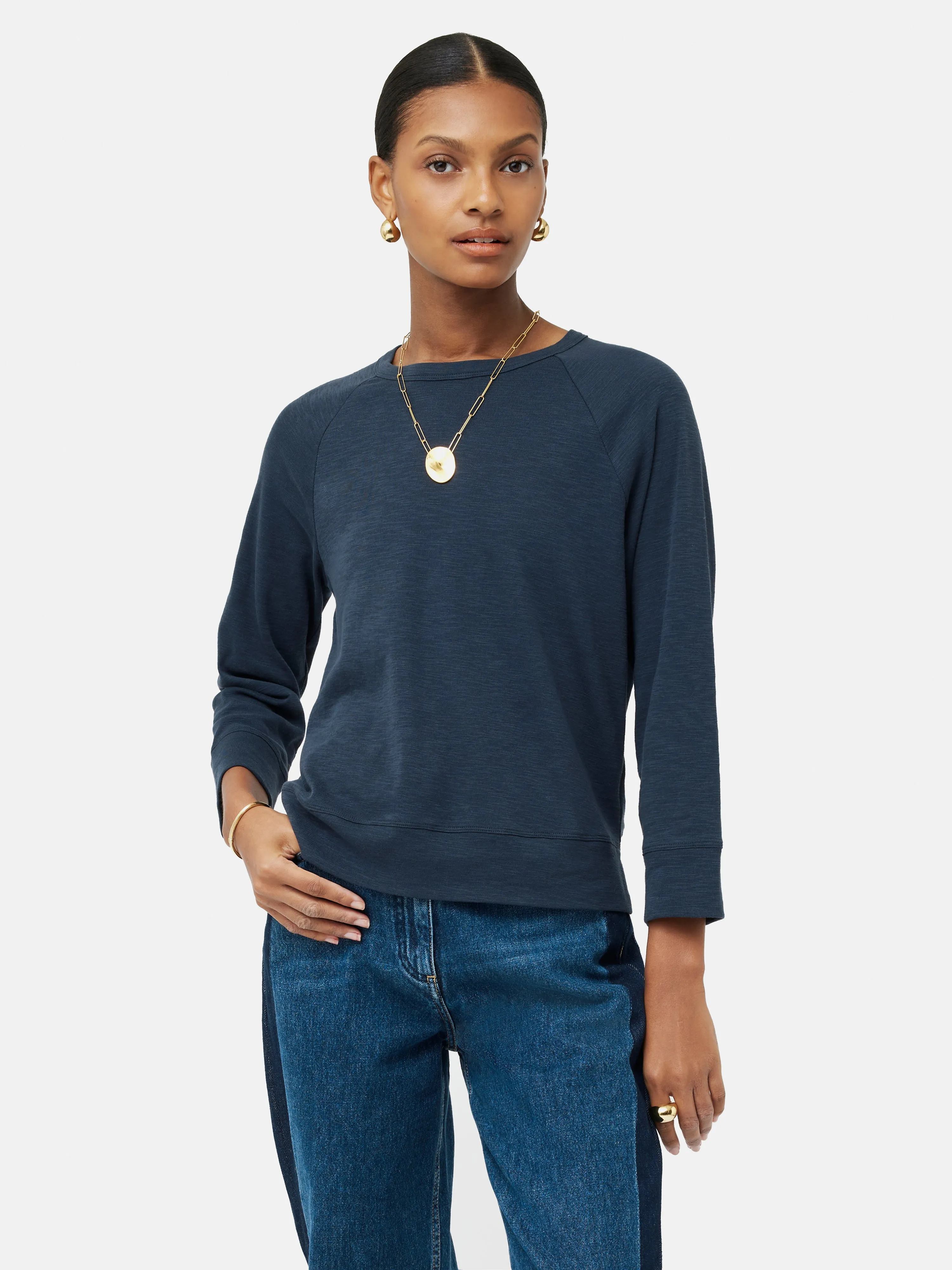 Cotton Luxe Raglan Tee | Slate sold by Jigsaw