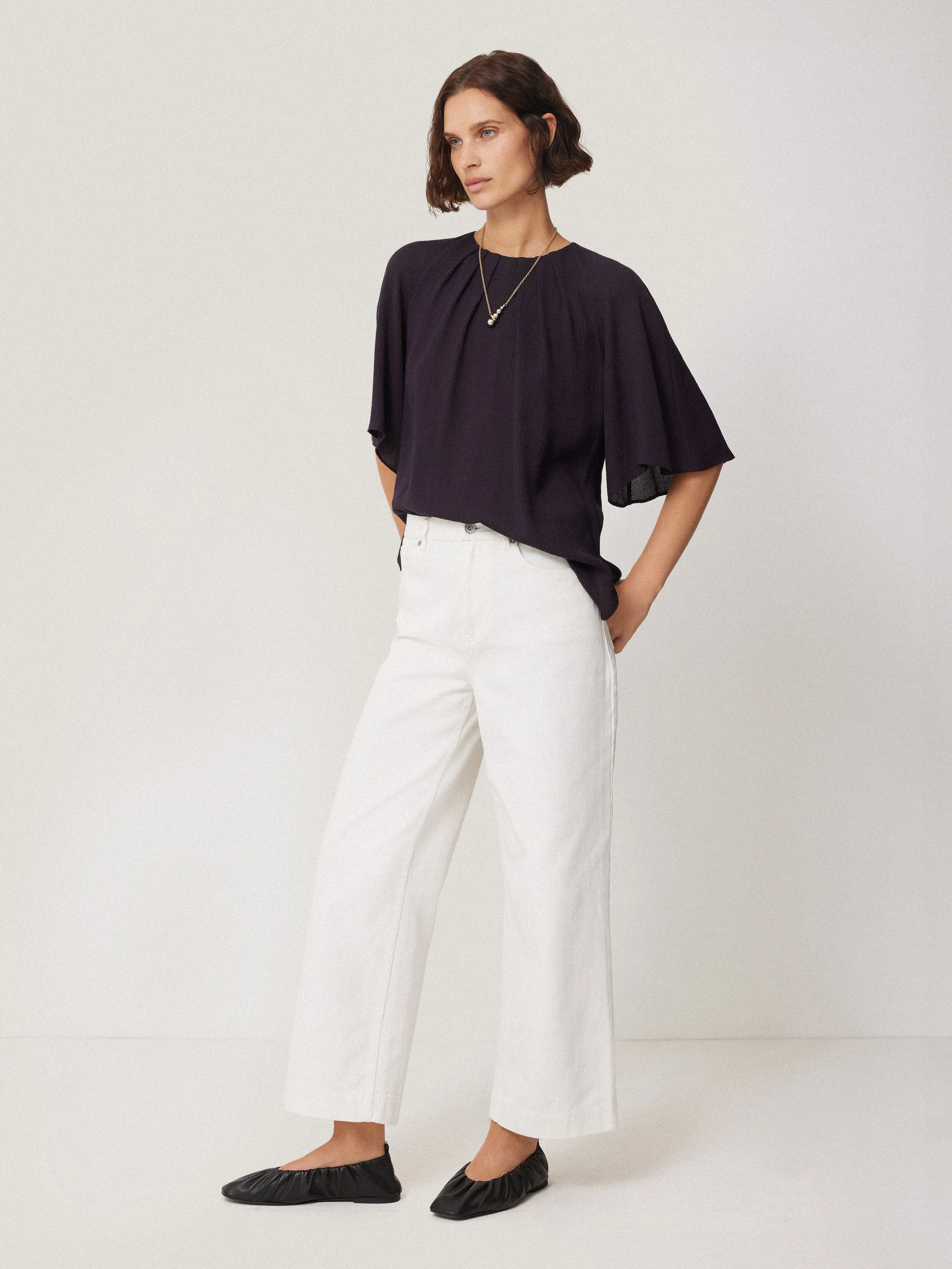 Textured Pleat Detail Top | Purple sold by Jigsaw product image thumbnail 3