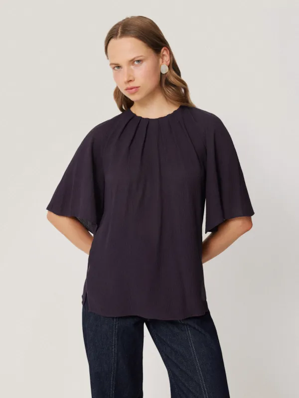 Textured Pleat Detail Top | Purple sold by Jigsaw
