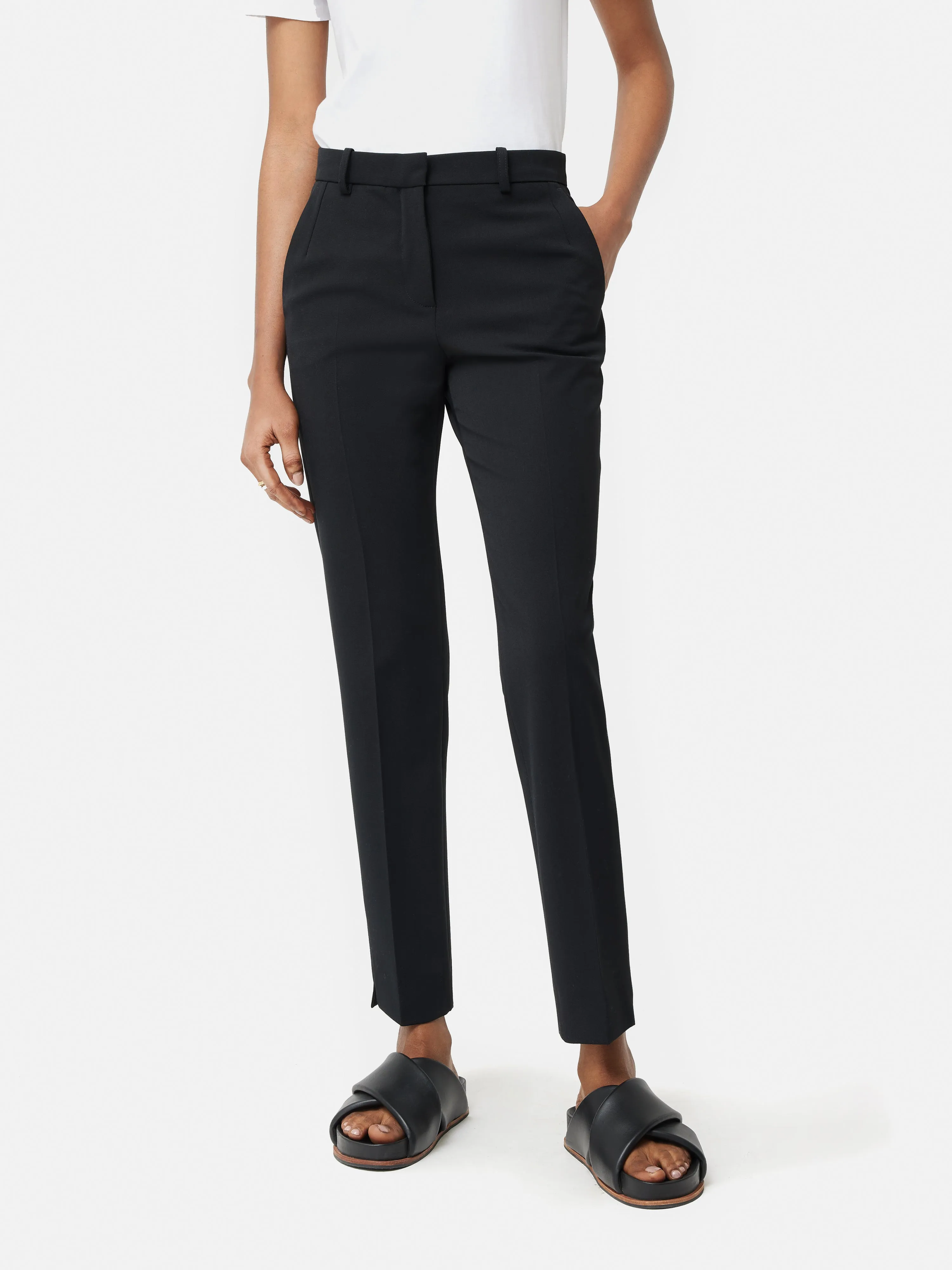 Italian Wool Stretch Paris Slim Fit Trouser | Black sold by Jigsaw