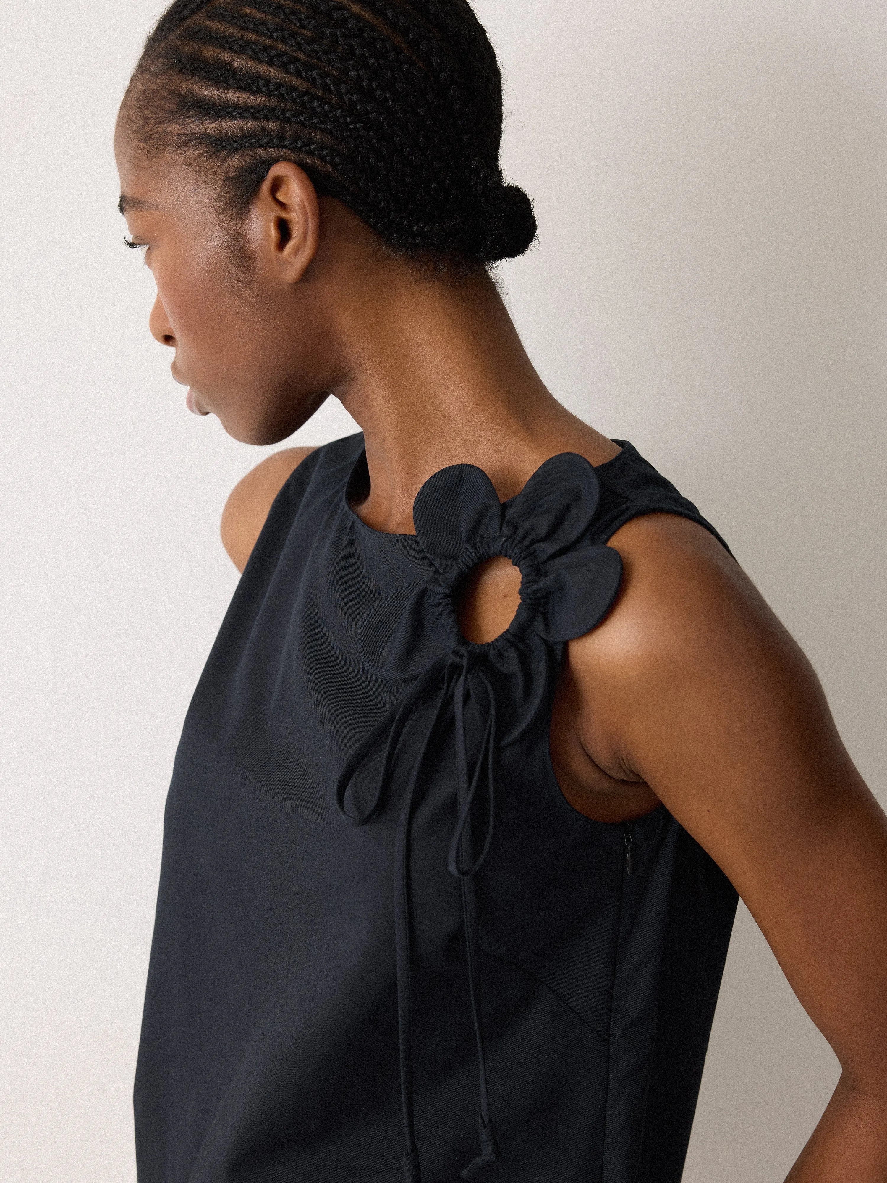 Flower Applique Cotton Top | Navy sold by Jigsaw product image thumbnail 2