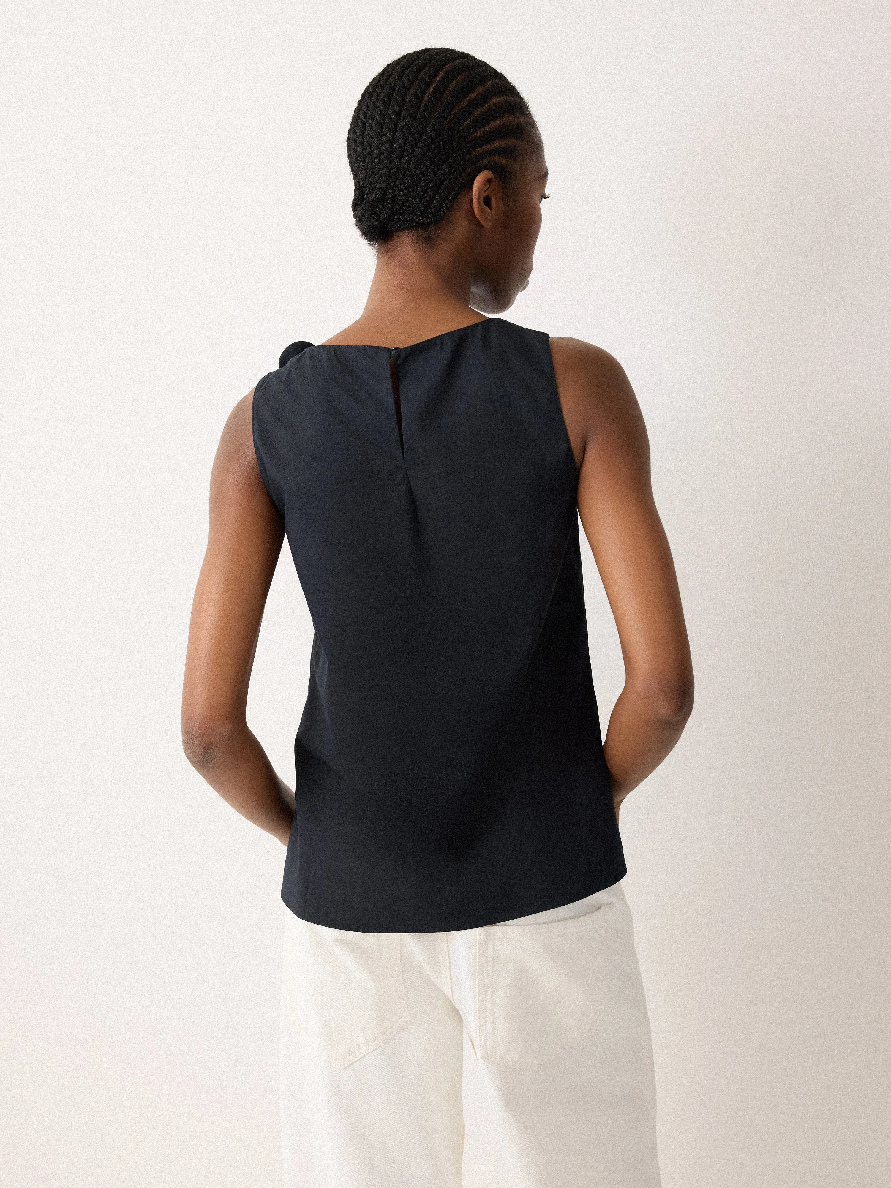 Flower Applique Cotton Top | Navy sold by Jigsaw product image thumbnail 4
