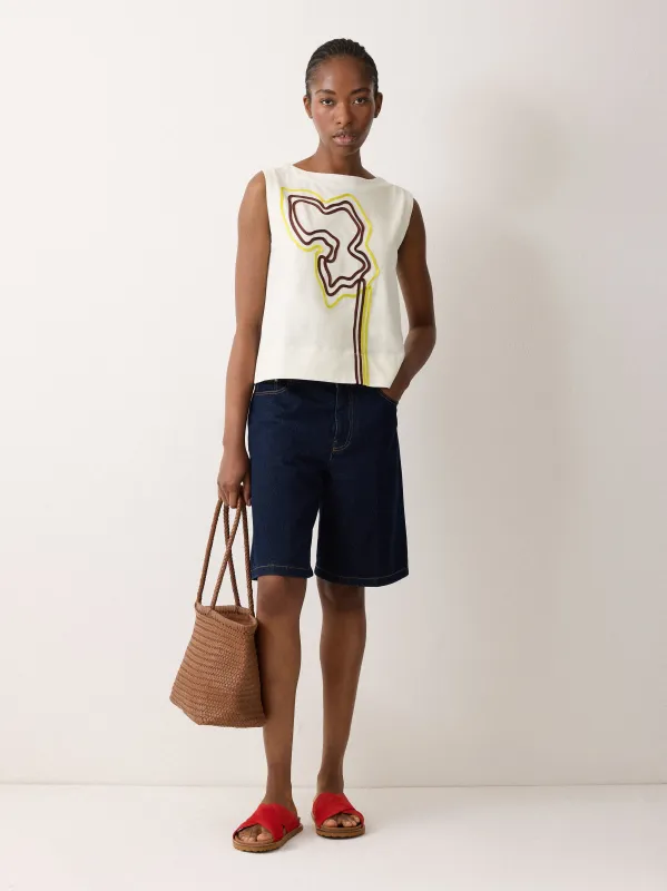 Cornelli Tape Jersey Tank | Cream sold by Jigsaw