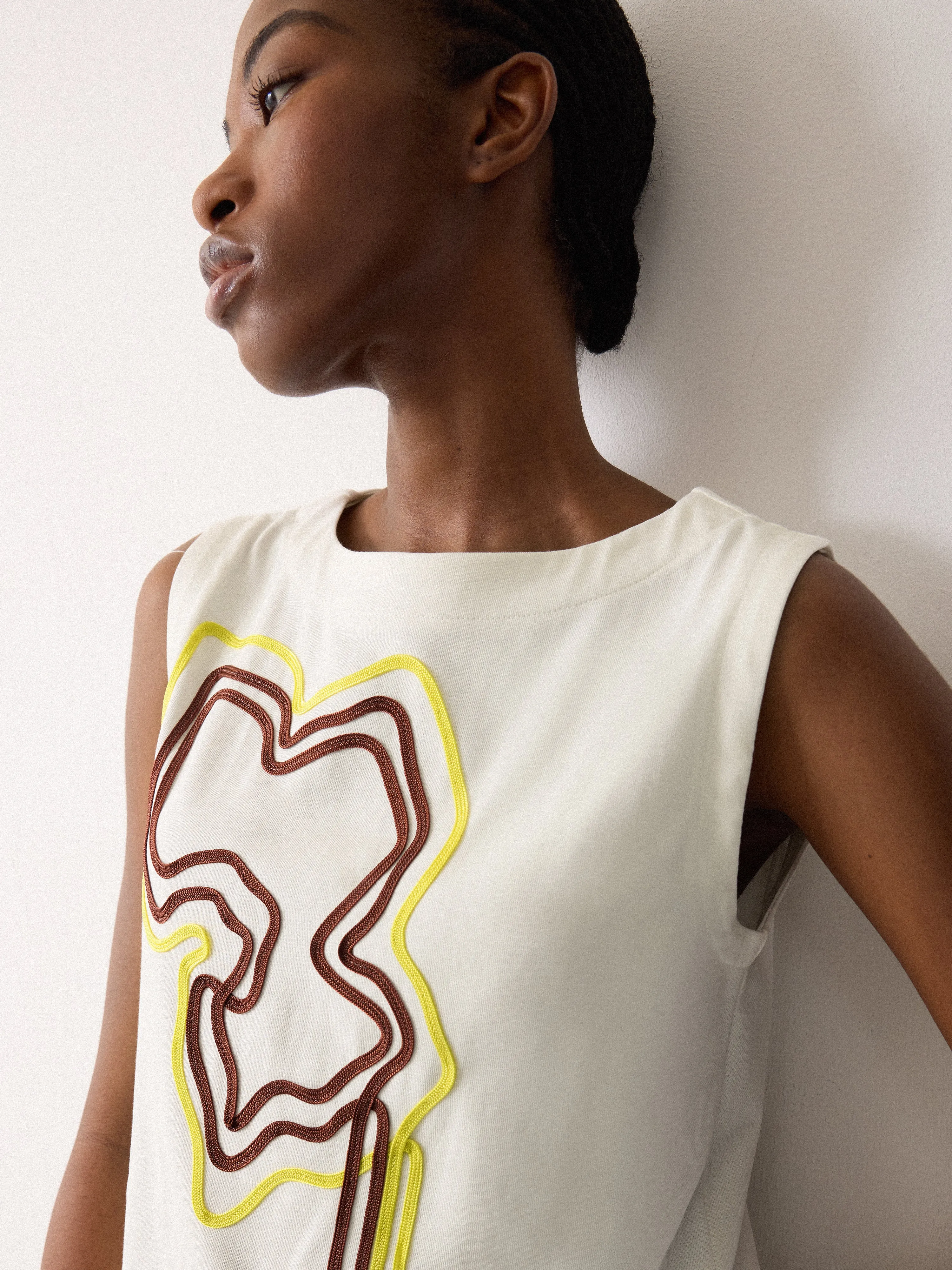 Cornelli Tape Jersey Tank | Cream sold by Jigsaw product image thumbnail 2