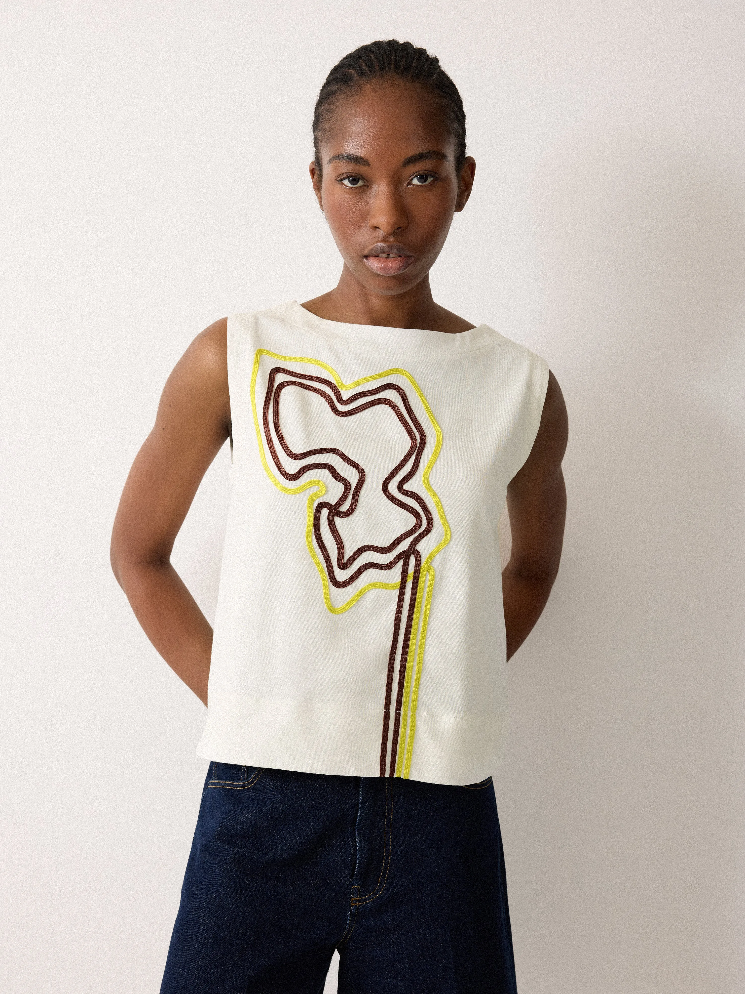 Cornelli Tape Jersey Tank | Cream sold by Jigsaw product image thumbnail 3
