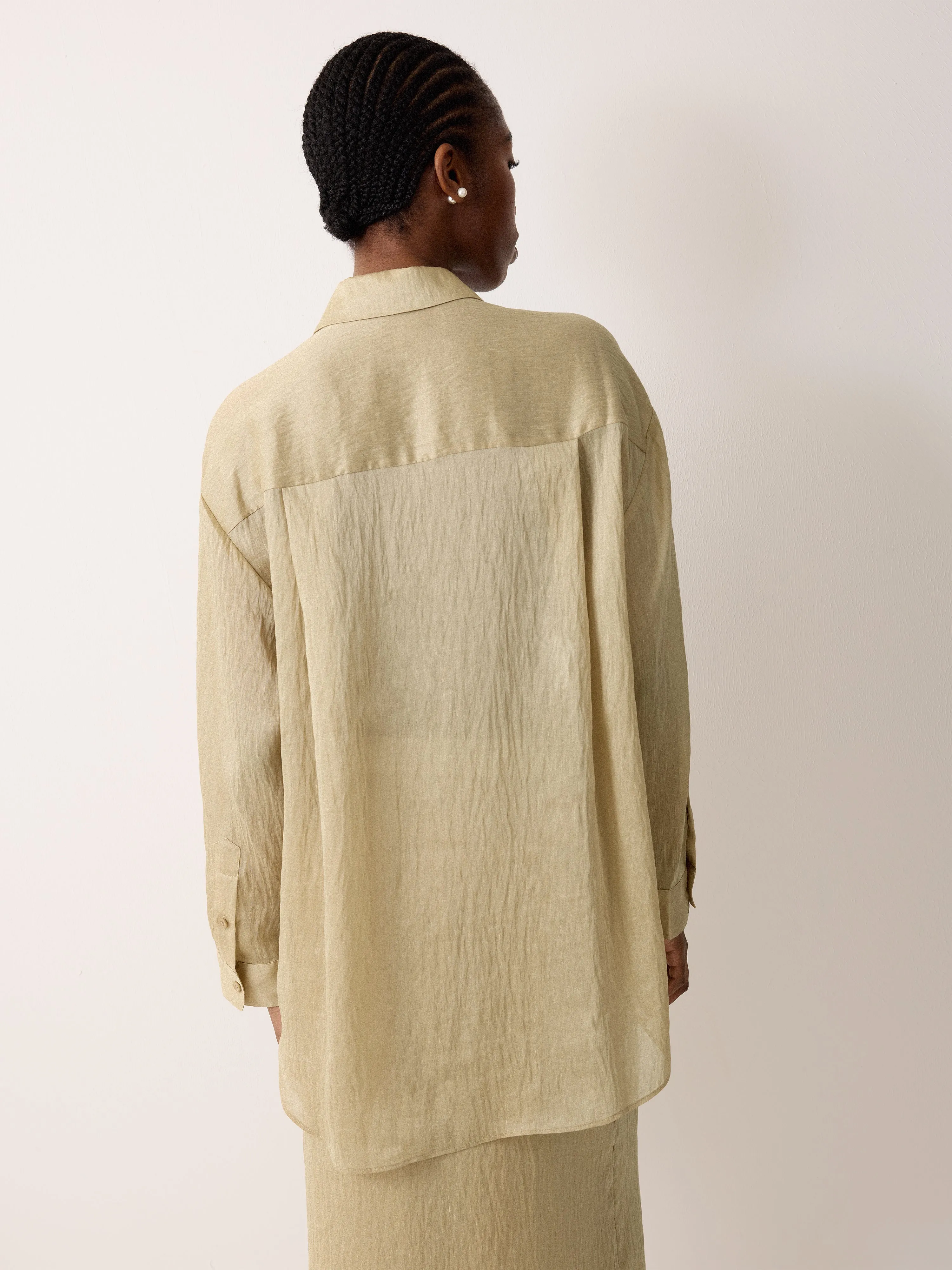 Textured Cocoon Shirt | Cream sold by Jigsaw product image thumbnail 4