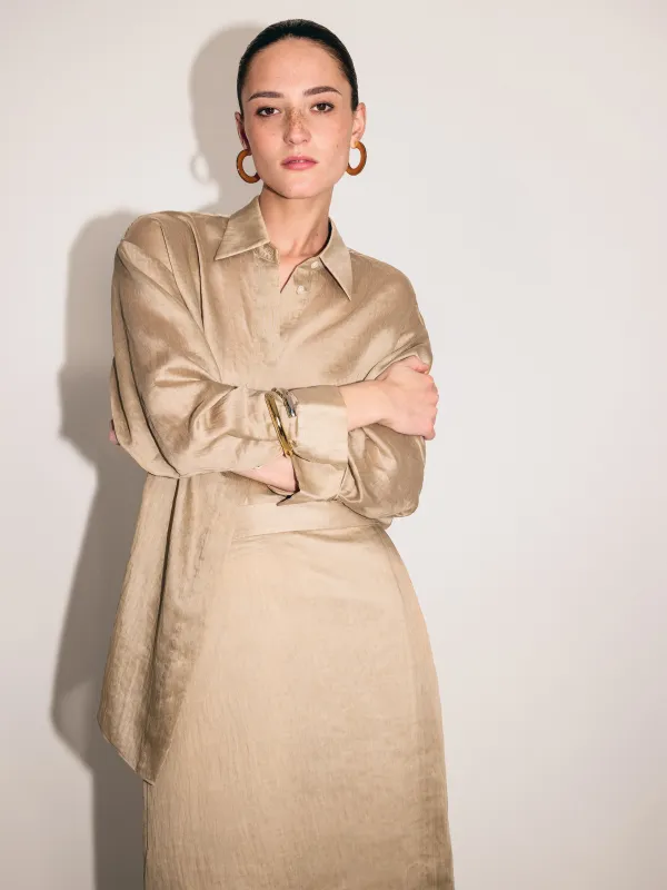 Textured Cocoon Shirt | Cream sold by Jigsaw