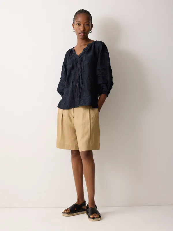 Textured Jacquard Top | Navy sold by Jigsaw