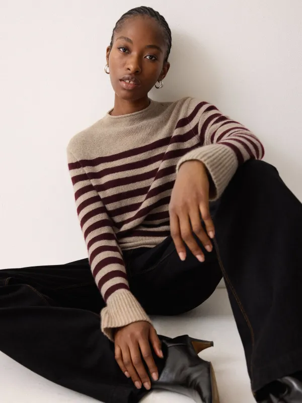 Cloud Cashmere Eldon Stripe | Oatmeal sold by Jigsaw