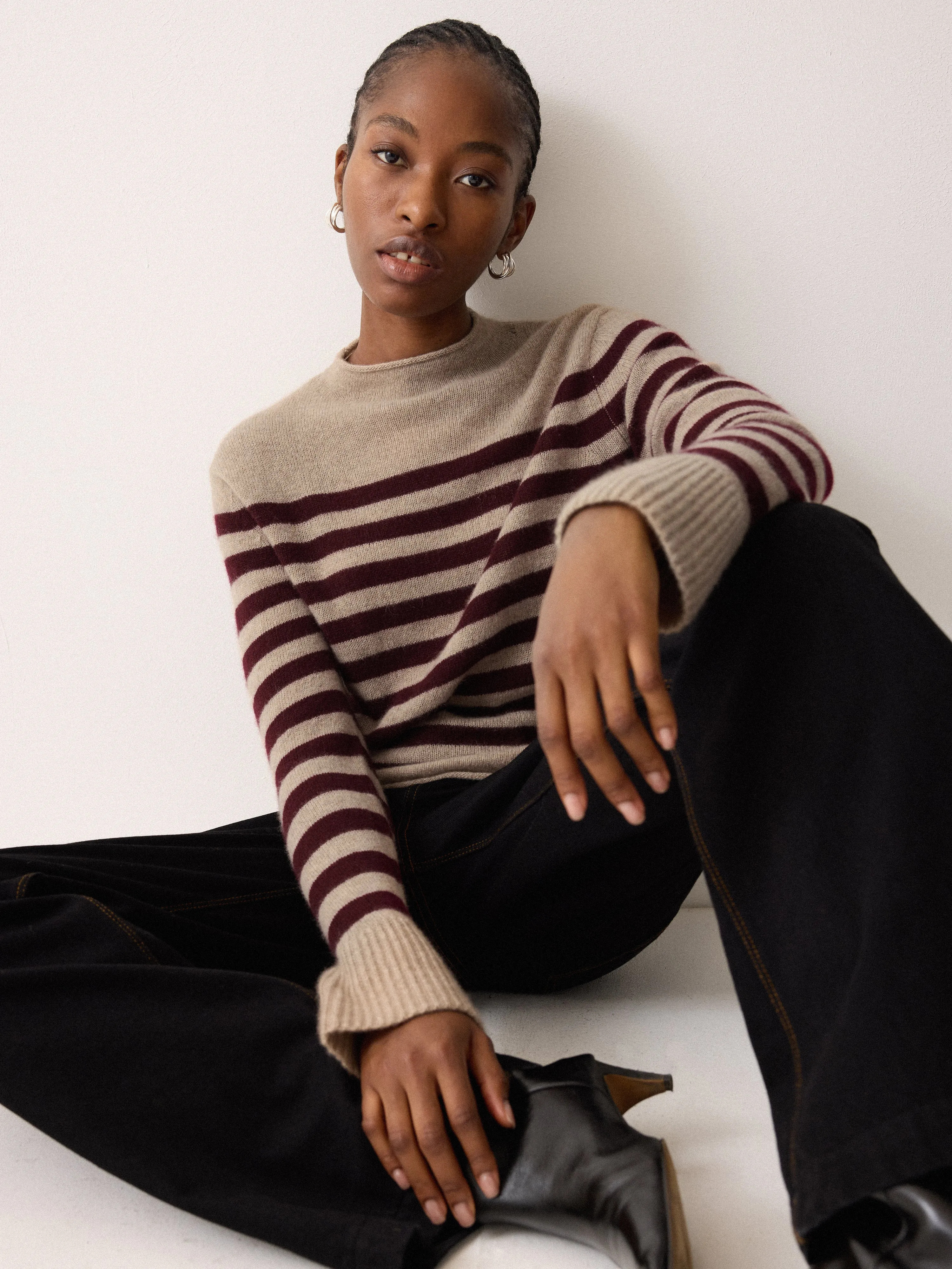 Cloud Cashmere Eldon Stripe | Oatmeal sold by Jigsaw