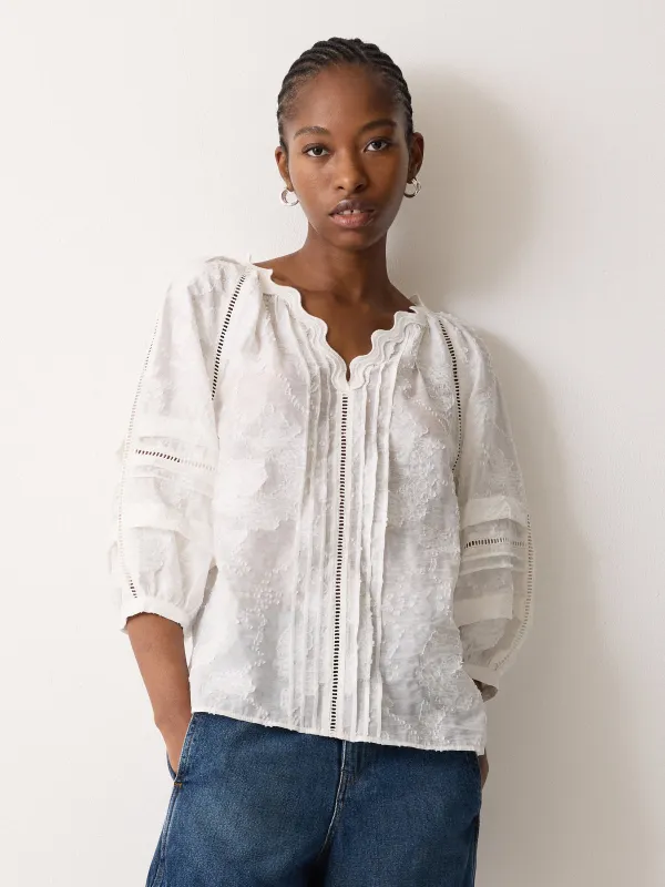 Textured Jacquard Top | White sold by Jigsaw