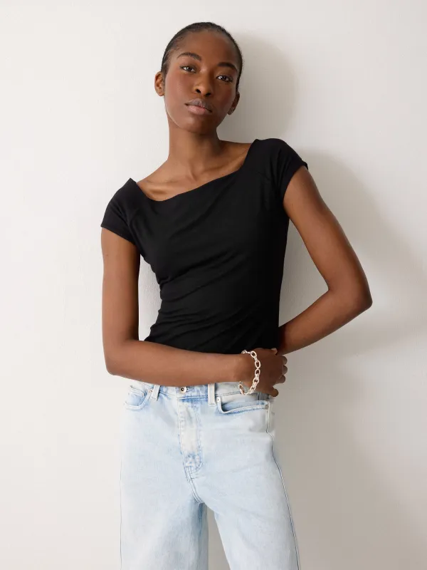 Boatneck Cap Sleeve Jersey Top | Black sold by Jigsaw