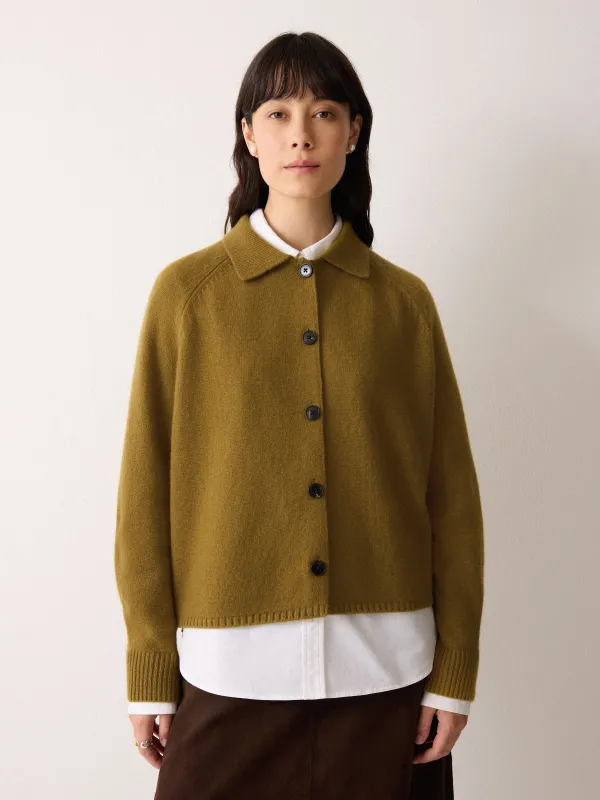 Wool Blend Collar Cardigan | Green sold by Jigsaw