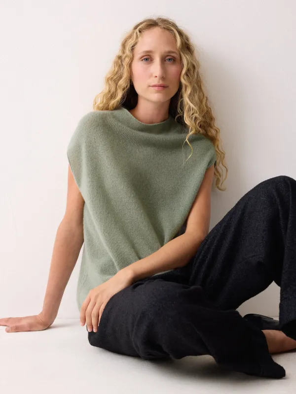 Cloud Cashmere Cap Sleeve Top | Green sold by Jigsaw