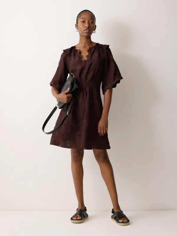 Textured Jacquard Short Dress | Oxblood sold by Jigsaw