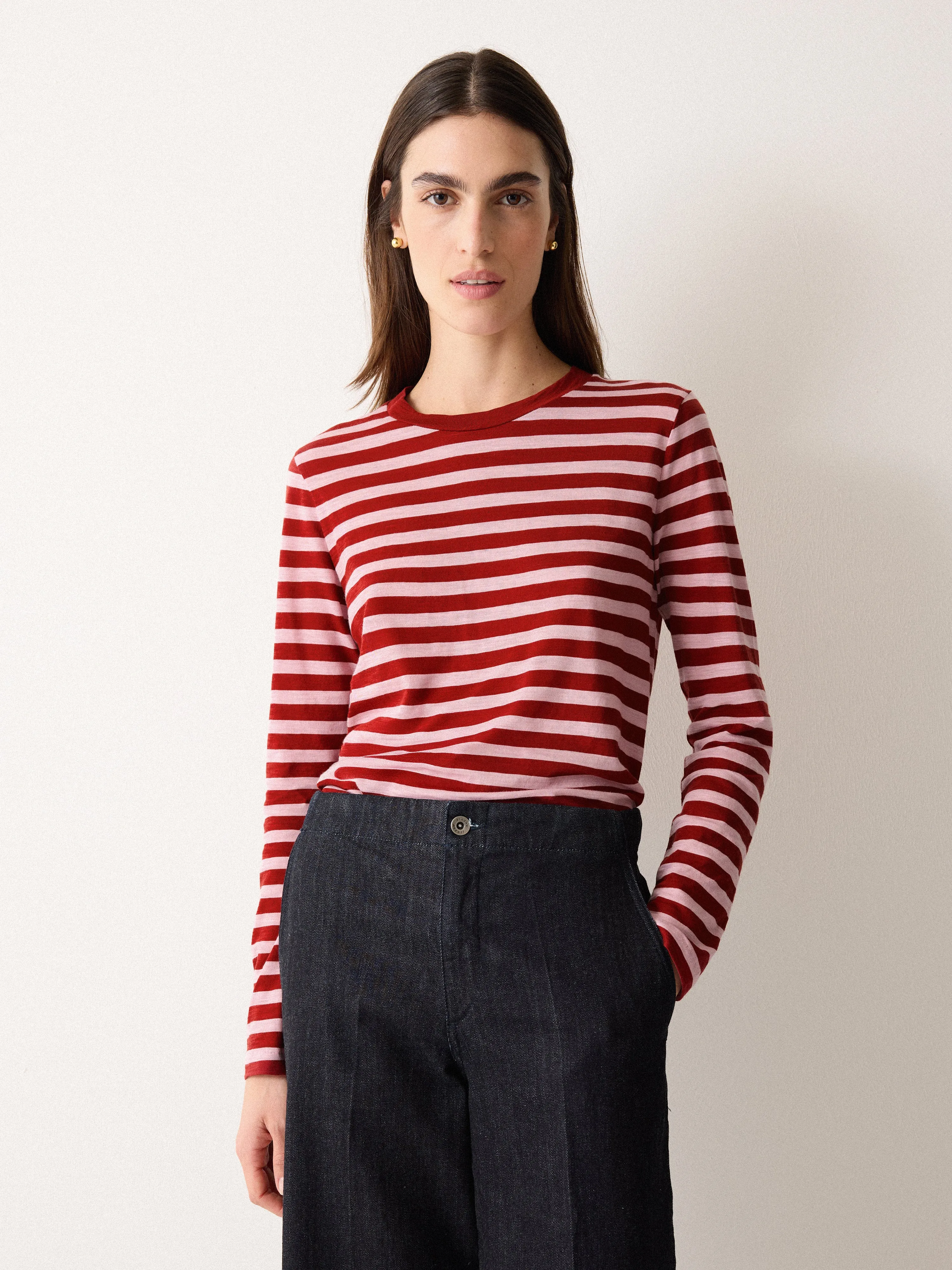 Cotton Stripe Long Sleeve Tee | Pink sold by Jigsaw product image thumbnail 3