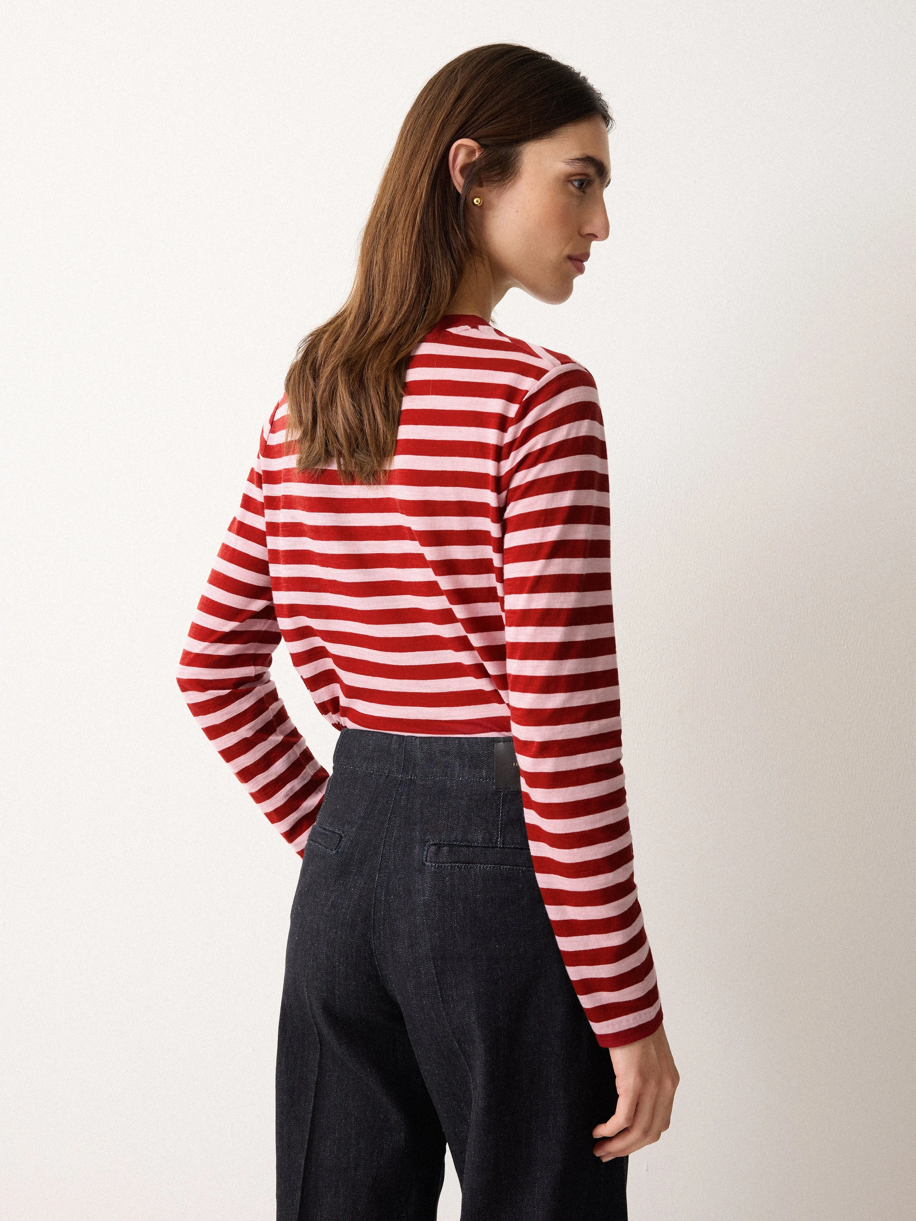 Cotton Stripe Long Sleeve Tee | Pink sold by Jigsaw product image thumbnail 4