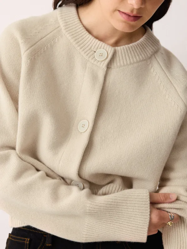 Wool Cropped Raglan Cardigan | Cream sold by Jigsaw