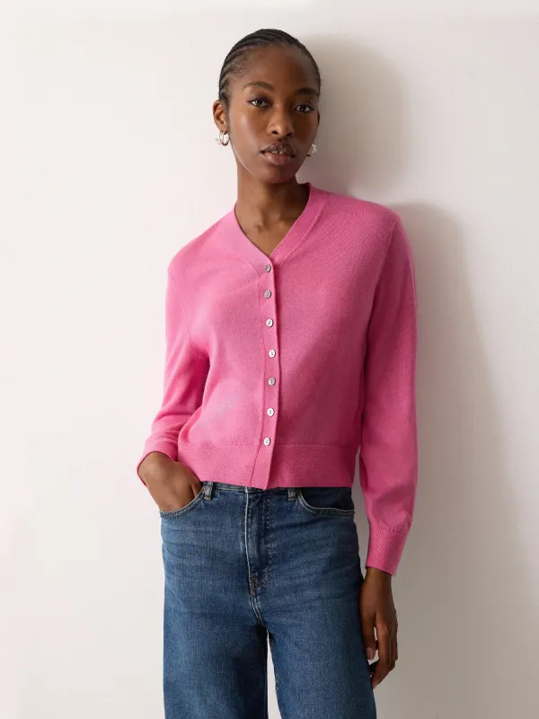 Fine Merino Cardigan Top | Pink sold by Jigsaw