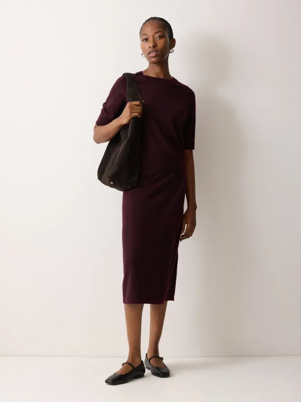 Fine Merino Wrap Skirt | Burgundy sold by Jigsaw