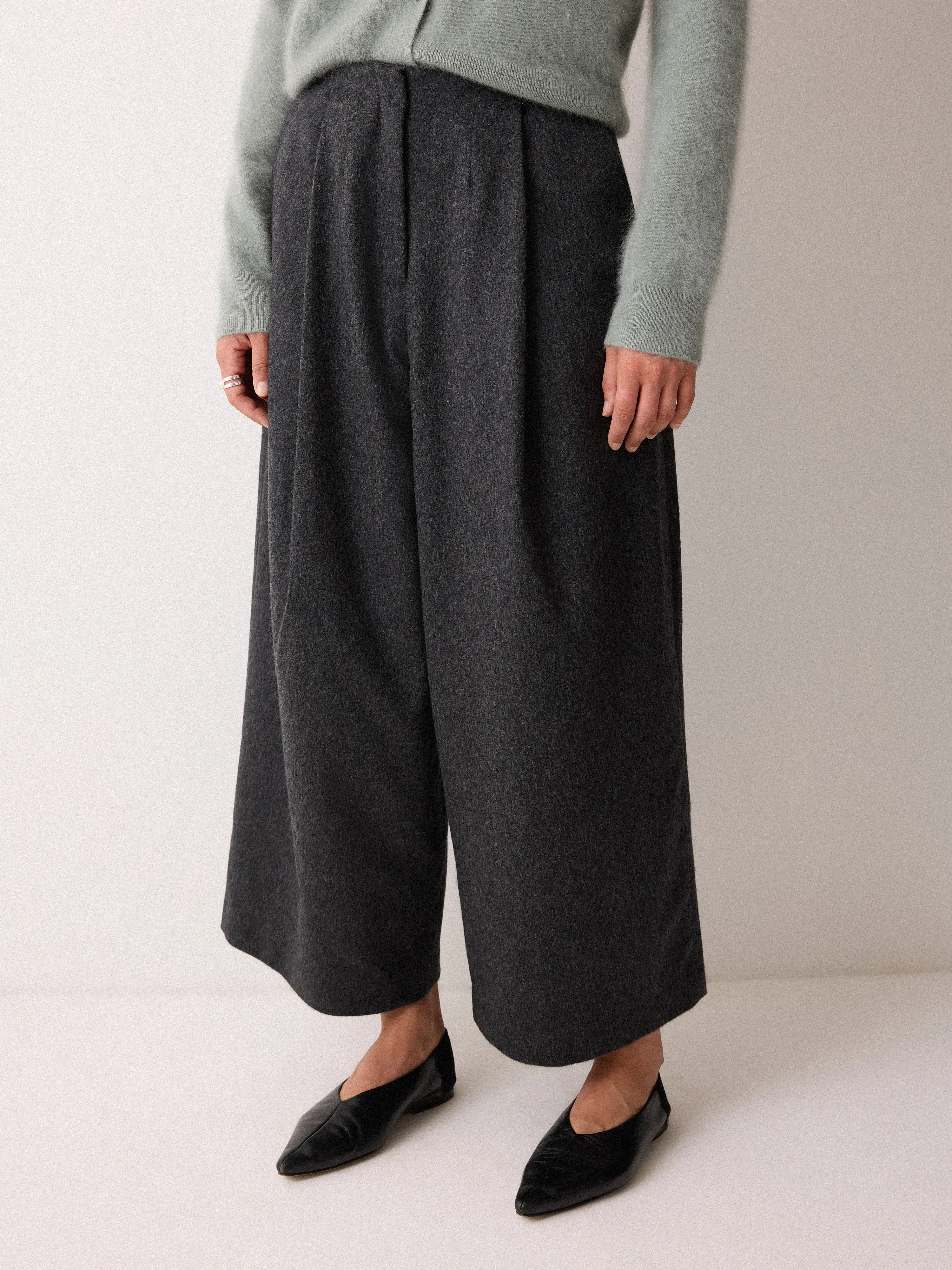 Wool High Waist Pleat Trouser | Grey sold by Jigsaw product image thumbnail 4